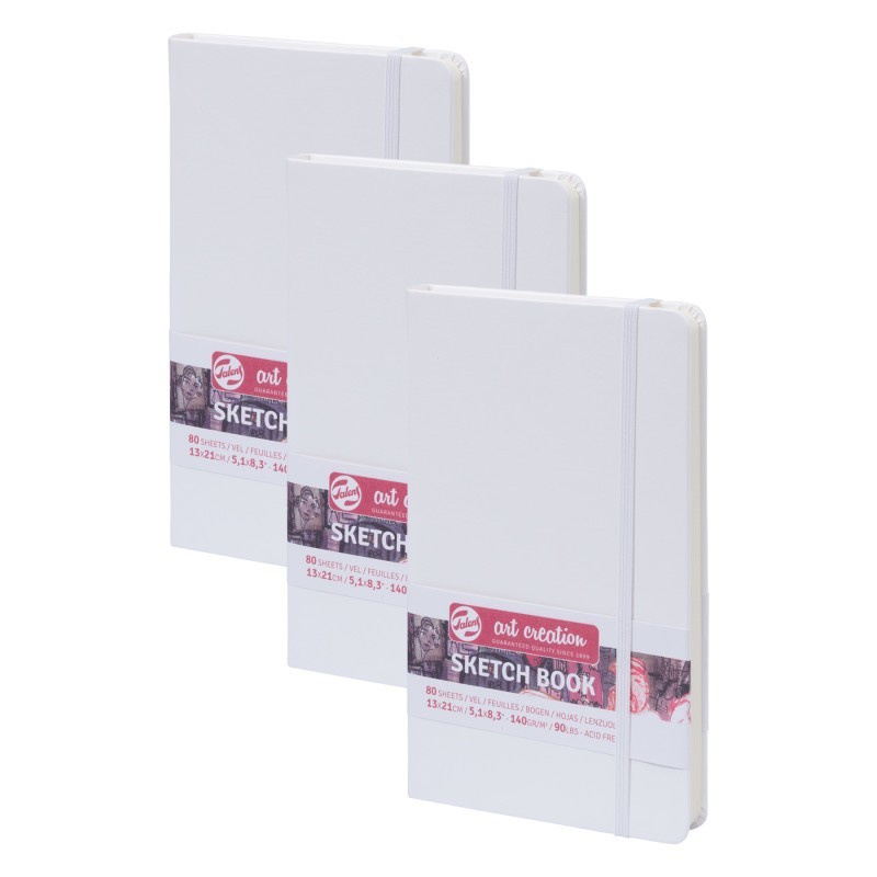 Talens Art Creation Sketchbook, 80 Sheets, 90lbs, White Cover, 5.1" x 8.3", Pack of 3