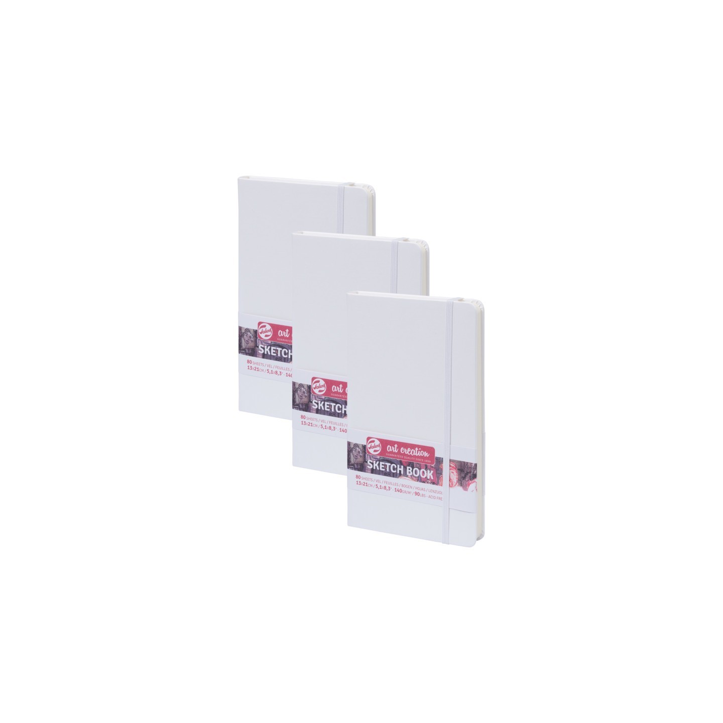 Talens Art Creation Sketchbook, 80 Sheets, 90lbs, White Cover, 5.1" x 8.3", Pack of 3