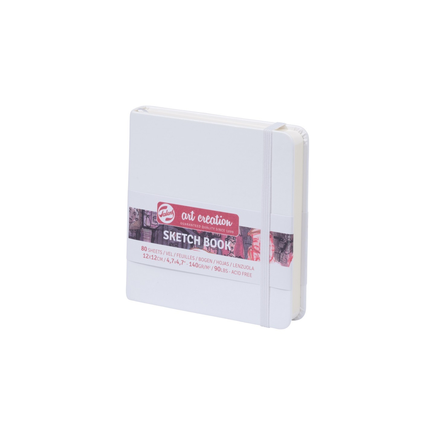 Talens Art Creation Sketchbook, 80 Sheets, 90lbs, White Cover, 4.7" x 4.7"