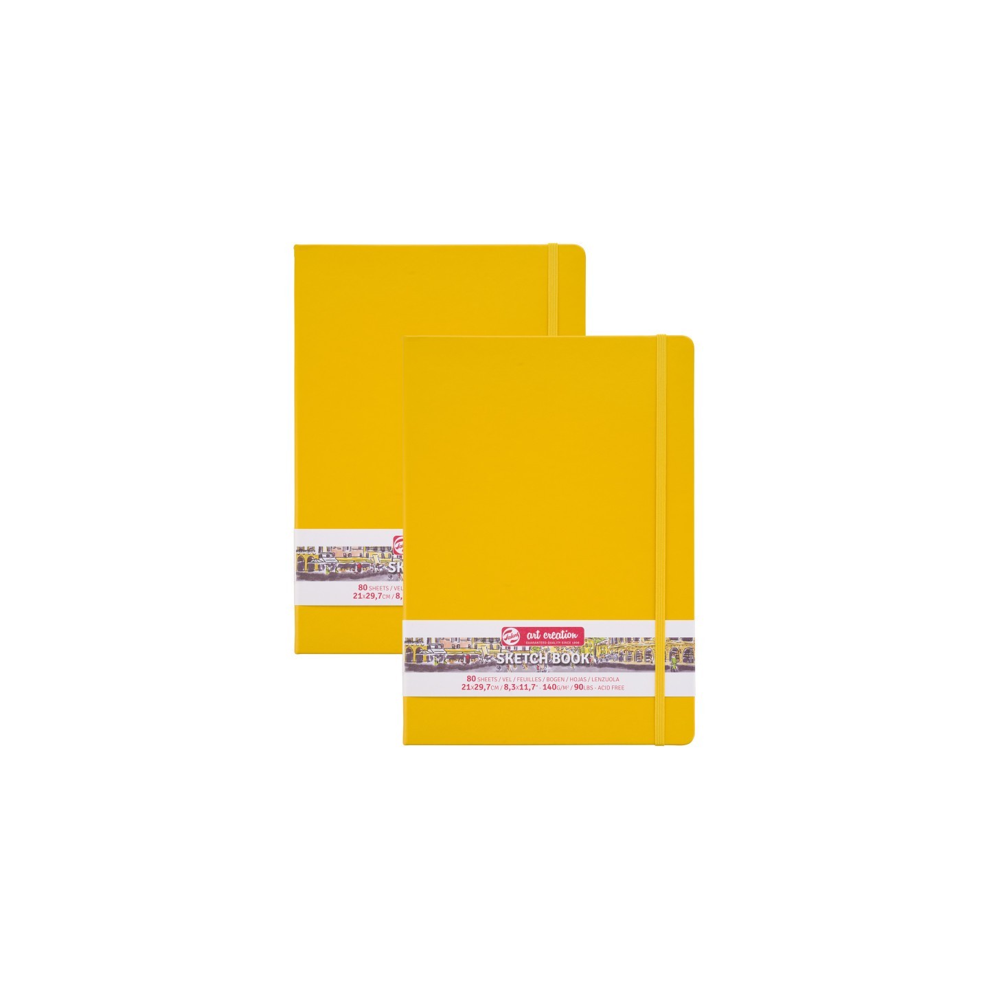 Talens Art Creation Sketchbook, 80 Sheets, 90lbs, Golden Yellow Cover, 8.3" x 11.7" (A4), Pack of 2