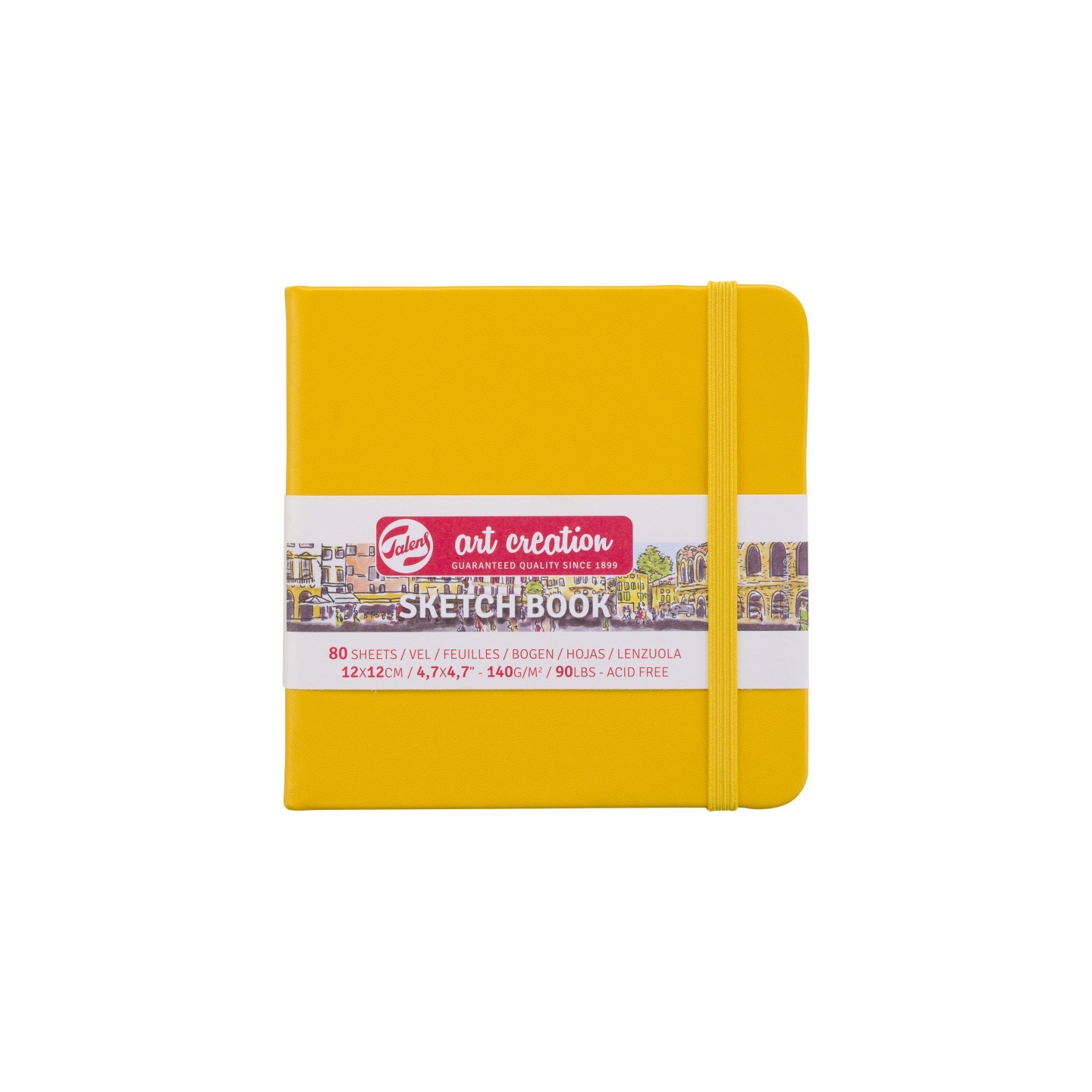 Talens Art Creation Sketchbook, 80 Sheets, 90lbs, Golden Yellow Cover, 4.7" x 4.7"