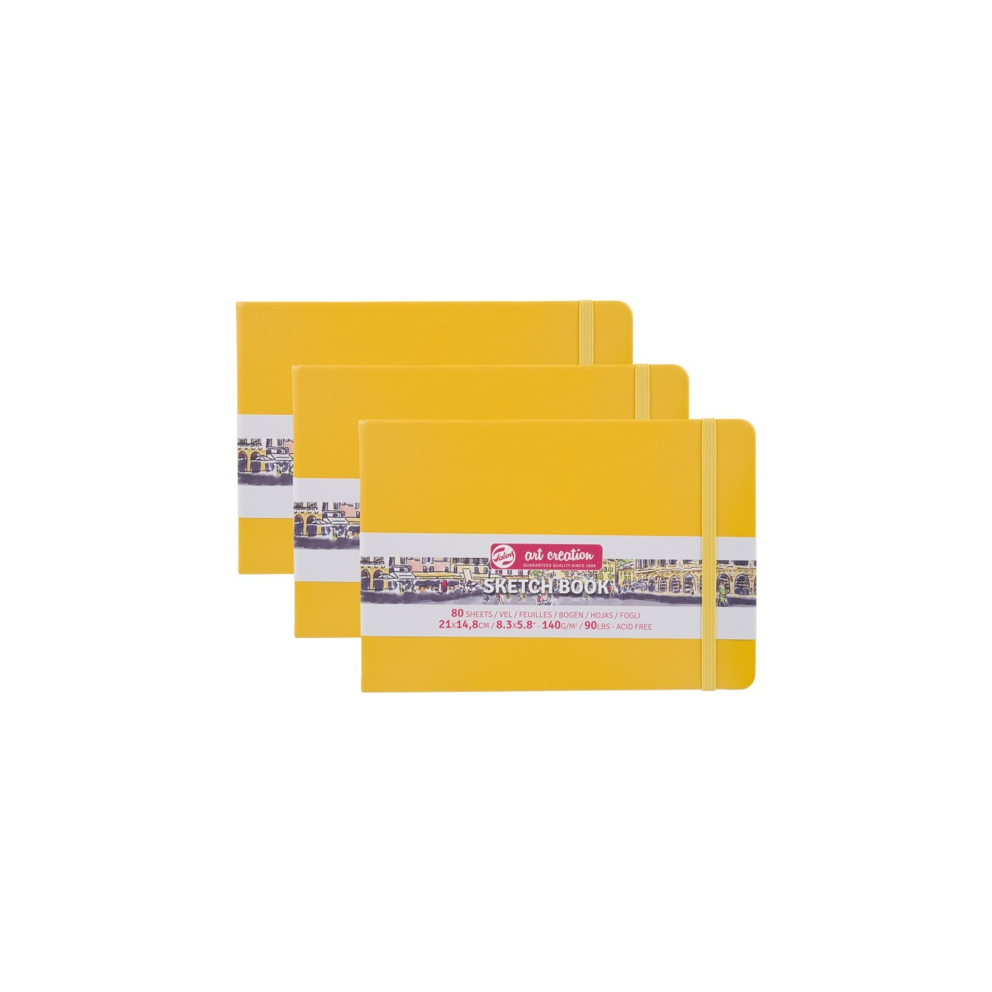 Talens Art Creation Sketchbook, 80 Sheets, 90lbs, Golden Yellow Cover, 8.3" x 5.8" (A5), Pack of 3