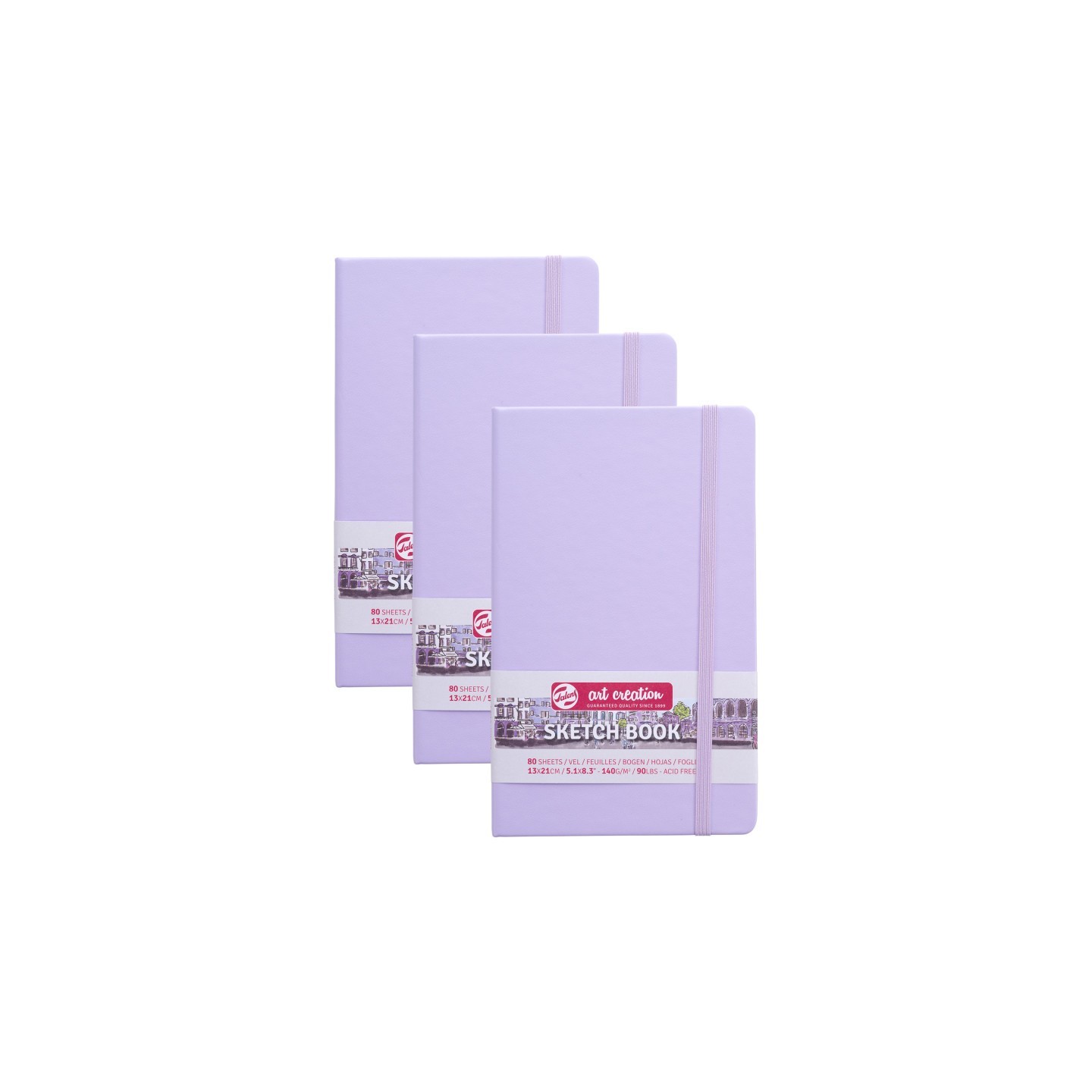 Talens Art Creation Sketchbook, 80 Sheets, 90lbs, Pastel Violet Cover, 5.1" x 8.3", Pack of 3