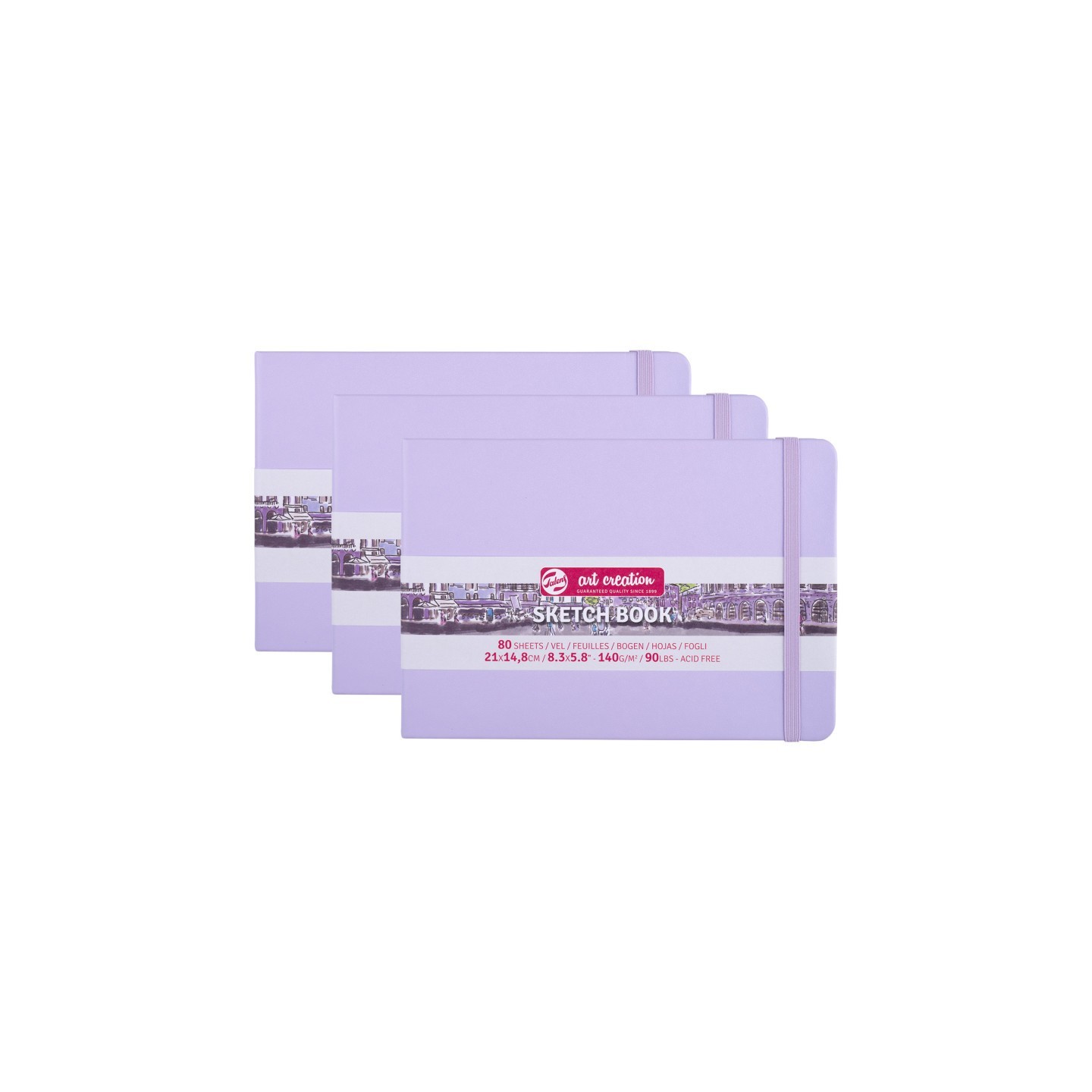 Talens Art Creation Sketchbook, 80 Sheets, 90lbs, Pastel Violet Cover, 8.3" x 5.8" (A5), Pack of 3