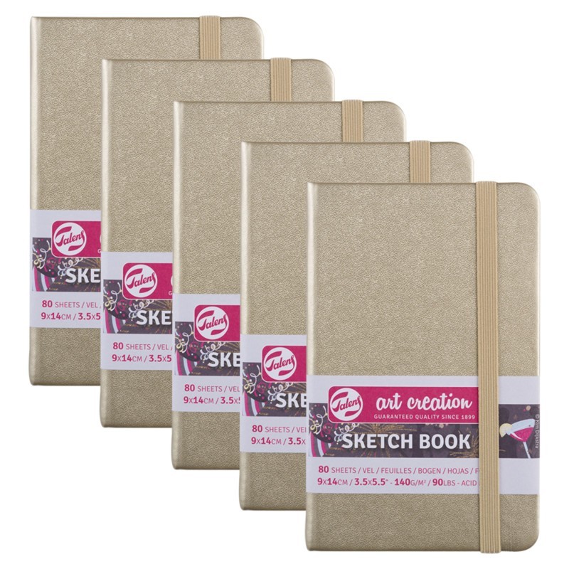 Talens Art Creation Sketchbook, 80 Sheets, 90lbs, White Gold Cover, 3.5" x 5.5", Pack of 5