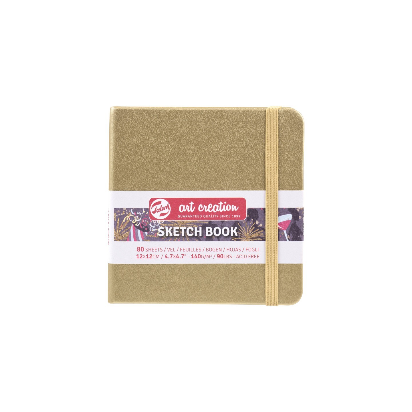 Talens Art Creation Sketchbook, 80 Sheets, 90lbs, White Gold Cover, 4.7" x 4.7"