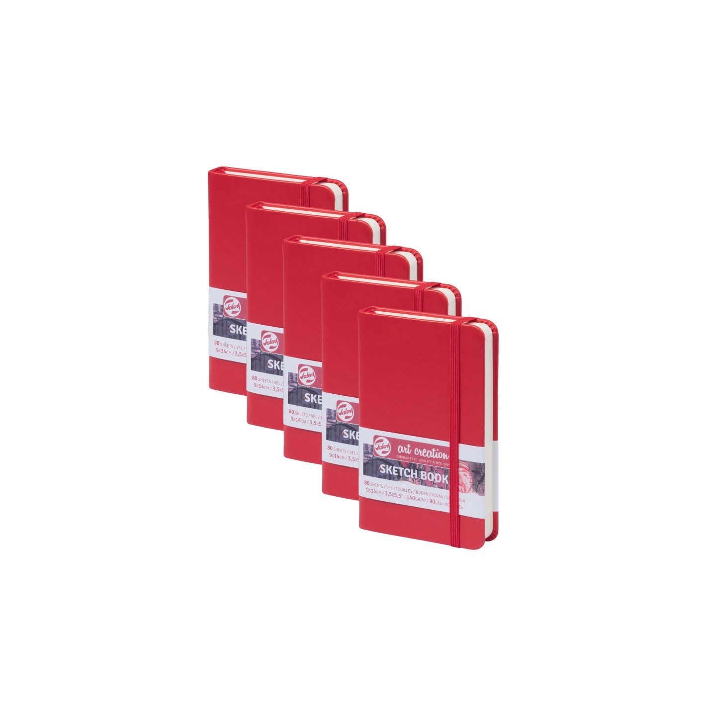 Talens Art Creation Sketchbook, 80 Sheets, 90lbs, Red Cover, 3.5" x 5.5", Pack of 5