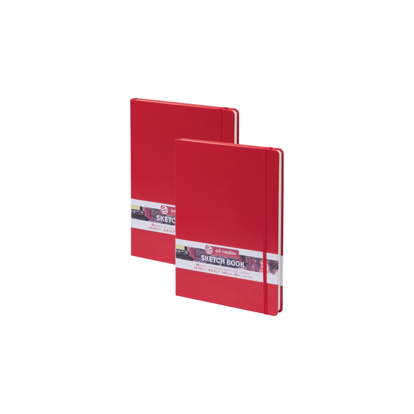 Talens Art Creation Sketchbook, 80 Sheets, 90lbs, Red Cover, 8.3" x 11.7" (A4), Pack of 2