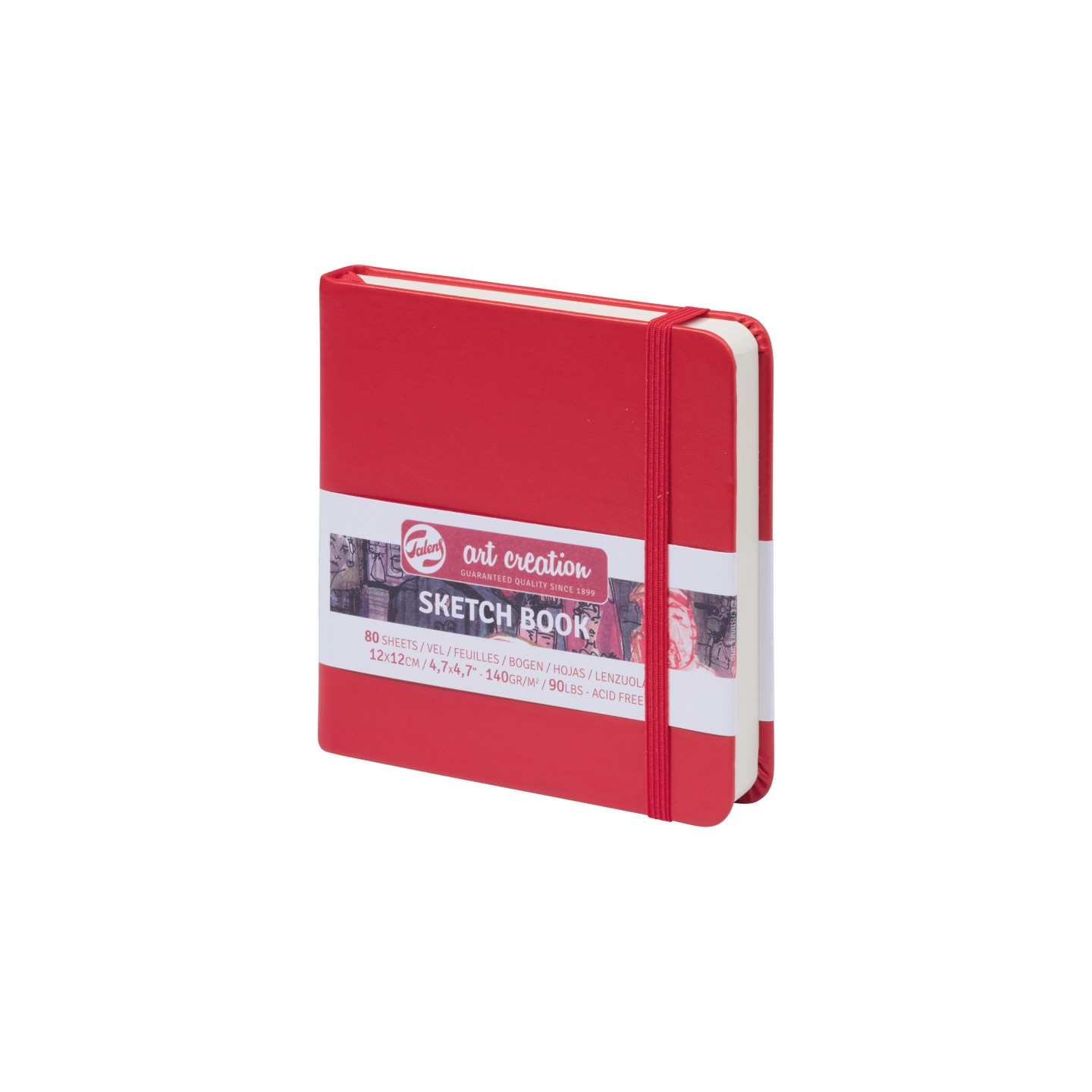 Talens Art Creation Sketchbook, 80 Sheets, 90lbs, Red Cover, 4.7" x 4.7"