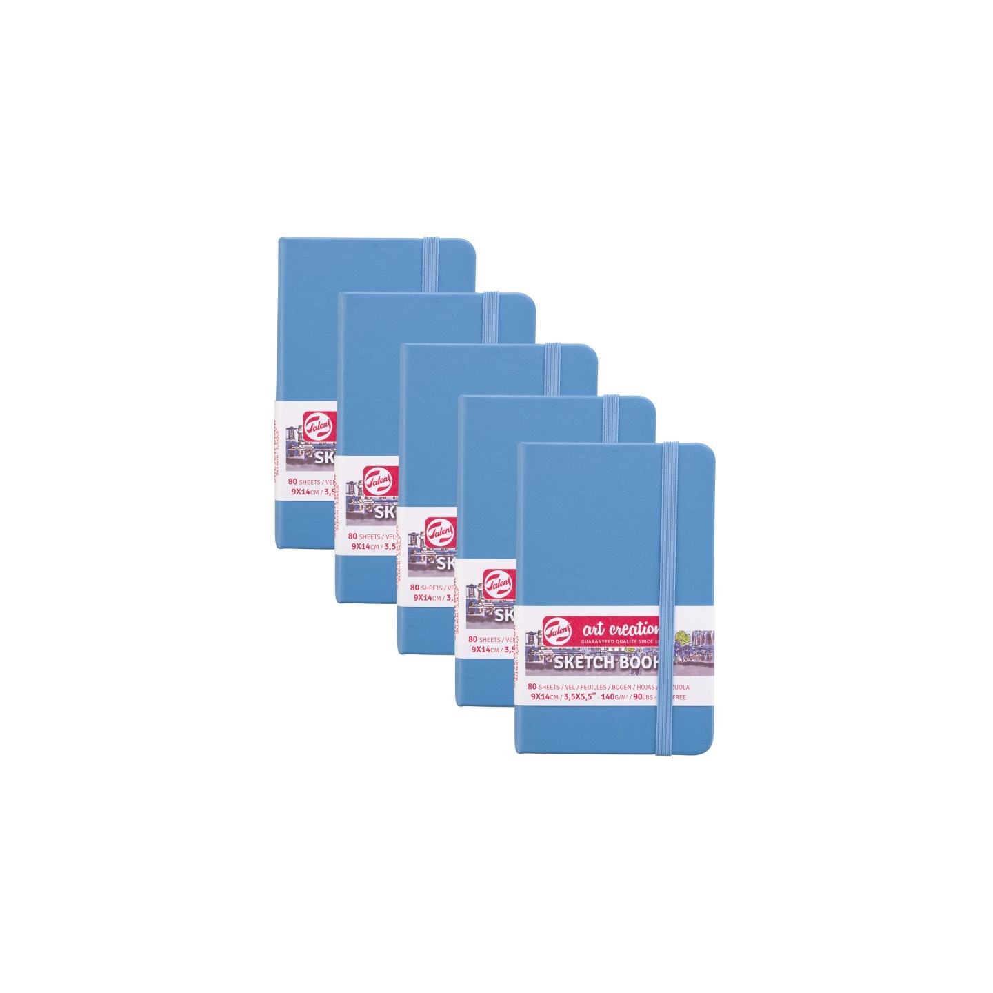 Talens Art Creation Sketchbook, 80 Sheets, 90lbs, Lake Blue Cover, 3.5" x 5.5", Pack of 5