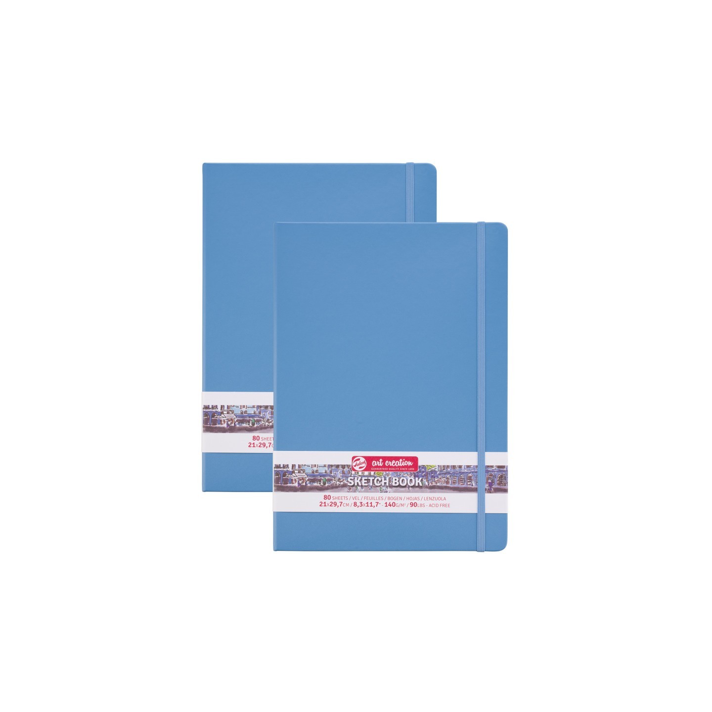 Talens Art Creation Sketchbook, 80 Sheets, 90lbs, Lake Blue Cover, 8.3" x 11.7" (A4), Pack of 2