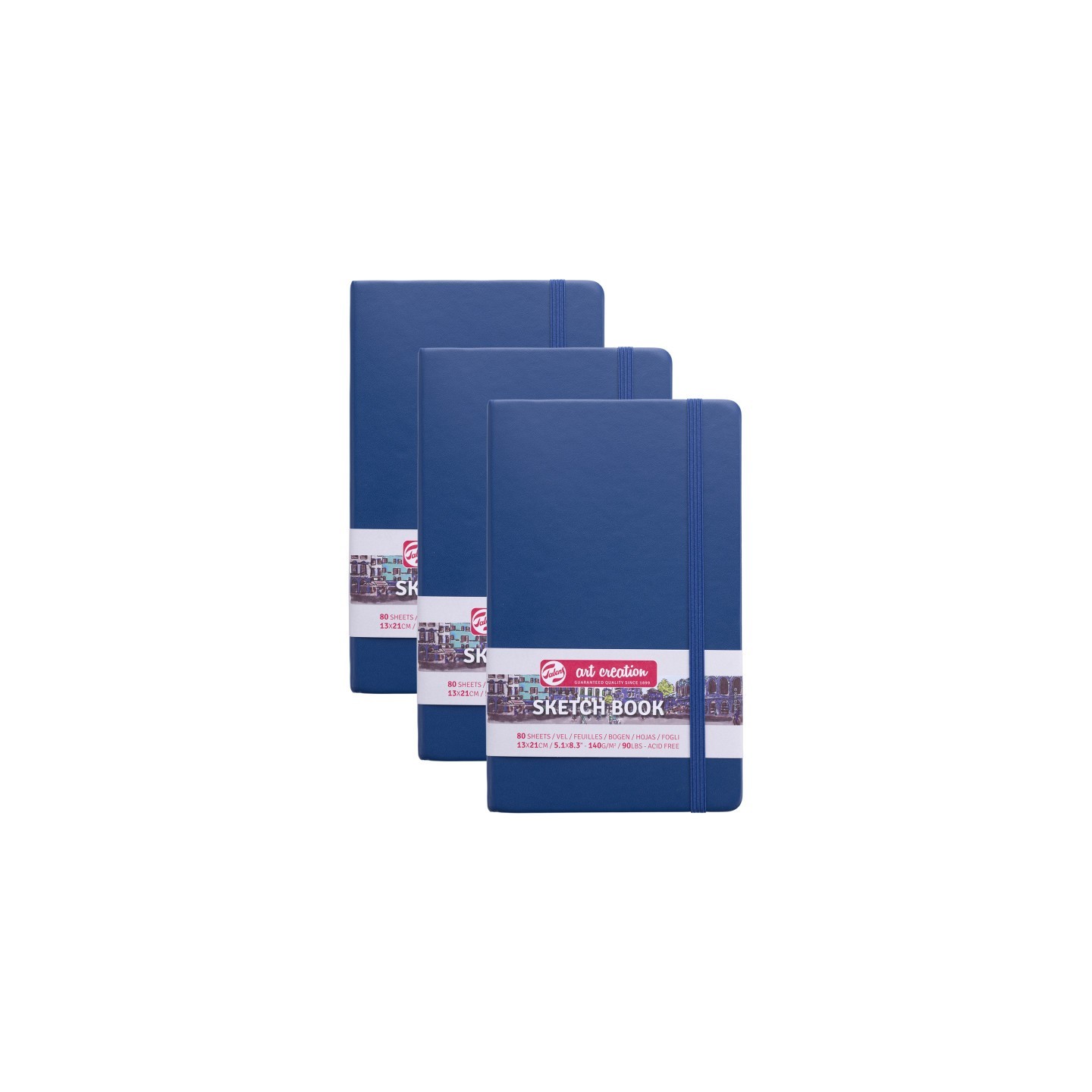 Talens Art Creation Sketchbook, 80 Sheets, 90lbs, Navy Blue Cover, 5.1" x 8.3", Pack of 3