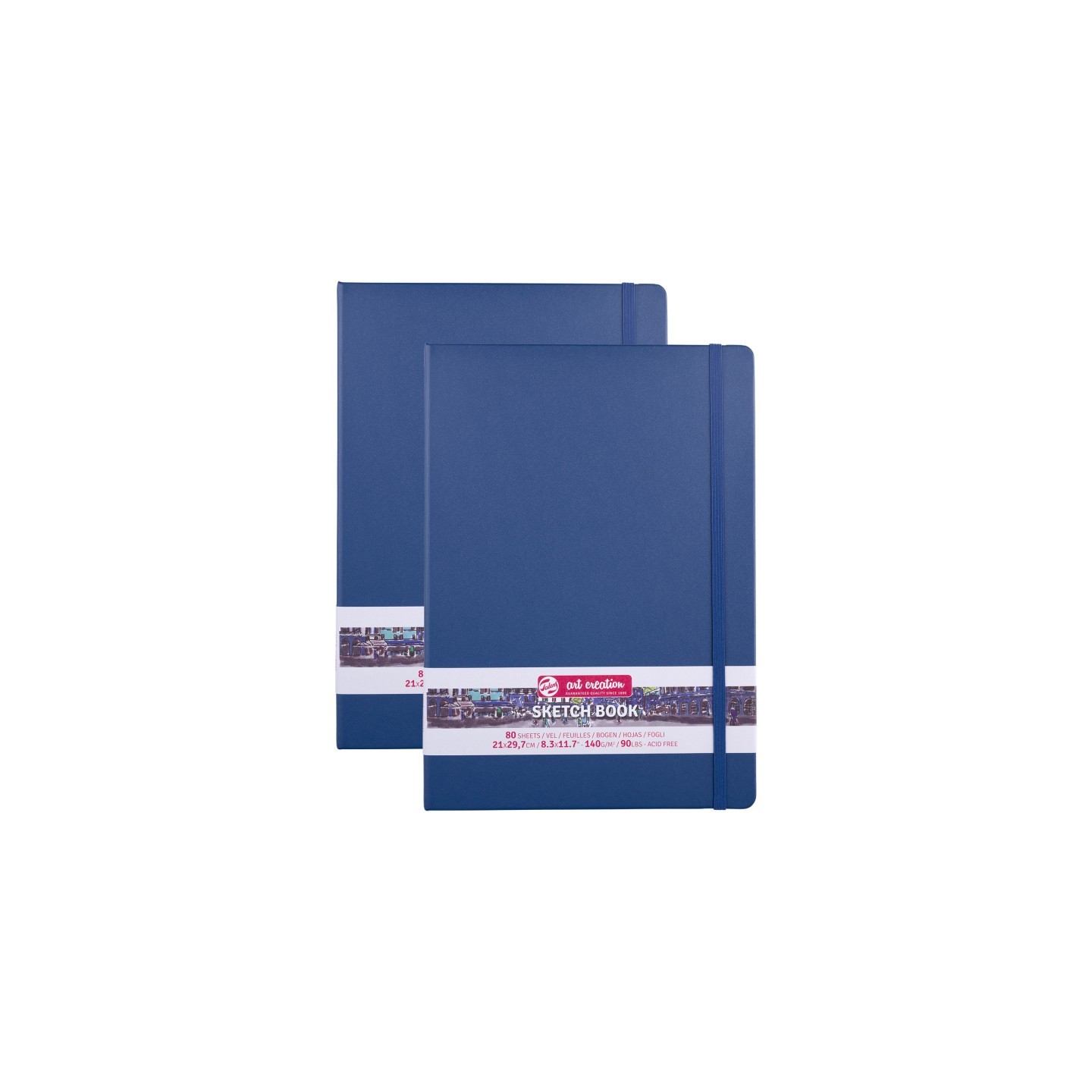 Talens Art Creation Sketchbook, 80 Sheets, 90lbs, Navy Blue Cover, 8.3" x 11.7" (A4), Pack of 2