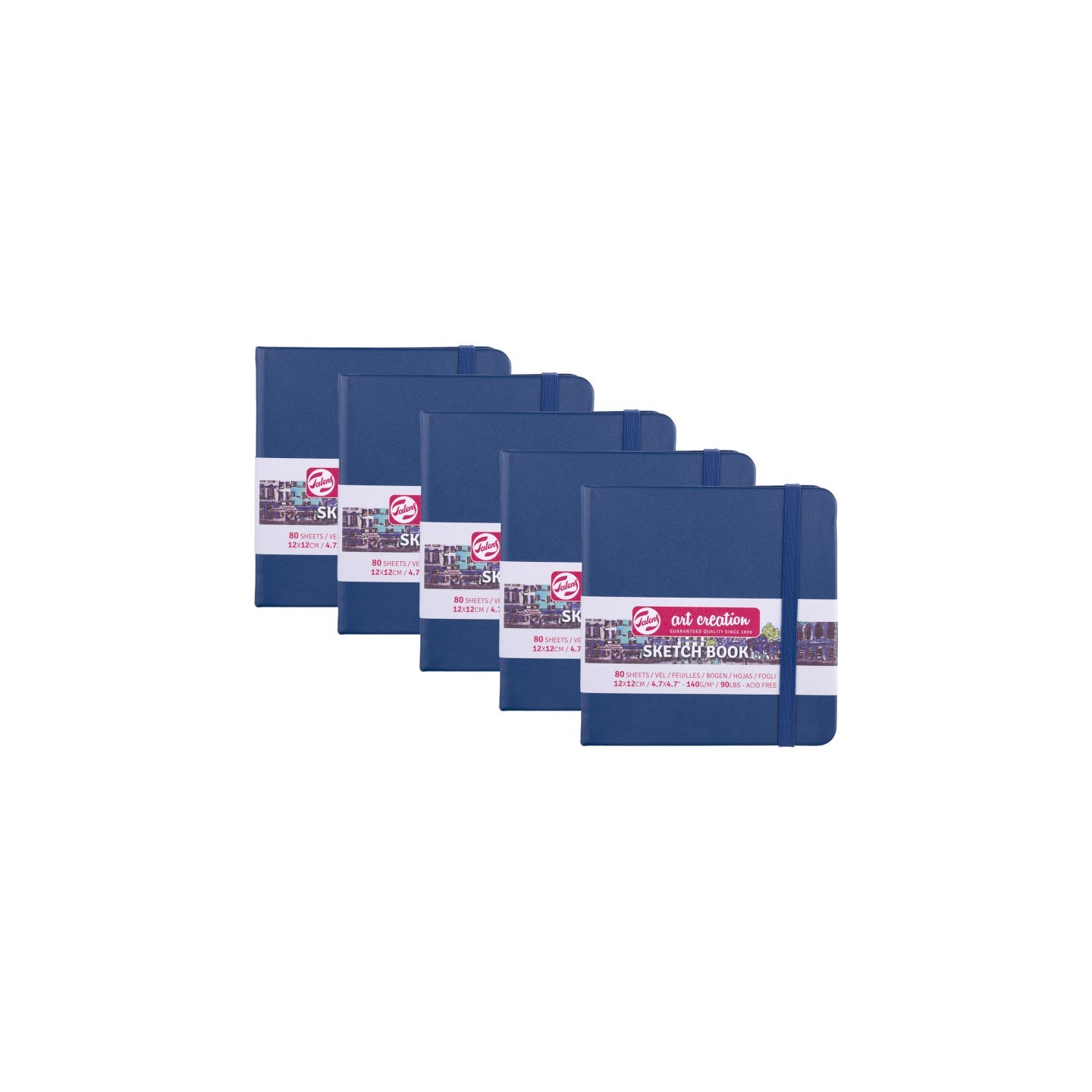 Talens Art Creation Sketchbook, 80 Sheets, 90lbs, Navy Blue Cover, 4.7" x 4.7", Pack of 5