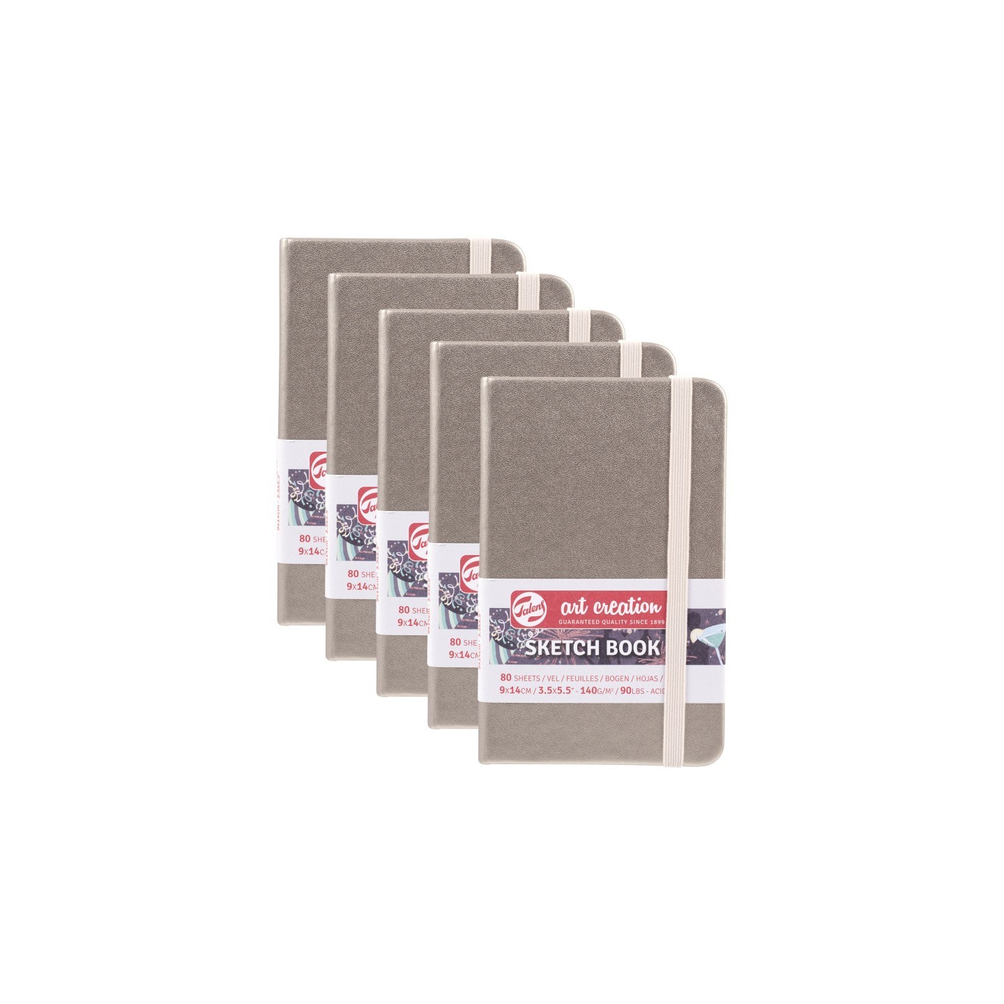 Talens Art Creation Sketchbook, 80 Sheets, 90lbs, Pink Champagne Cover, 3.5" x 5.5", Pack of 5