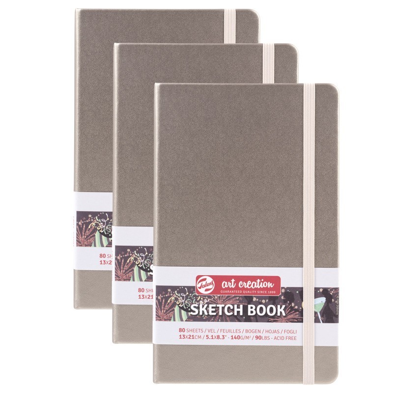Talens Art Creation Sketchbook, 80 Sheets, 90lbs, Pink Champagne Cover, 5.1" x 8.3", Pack of 3