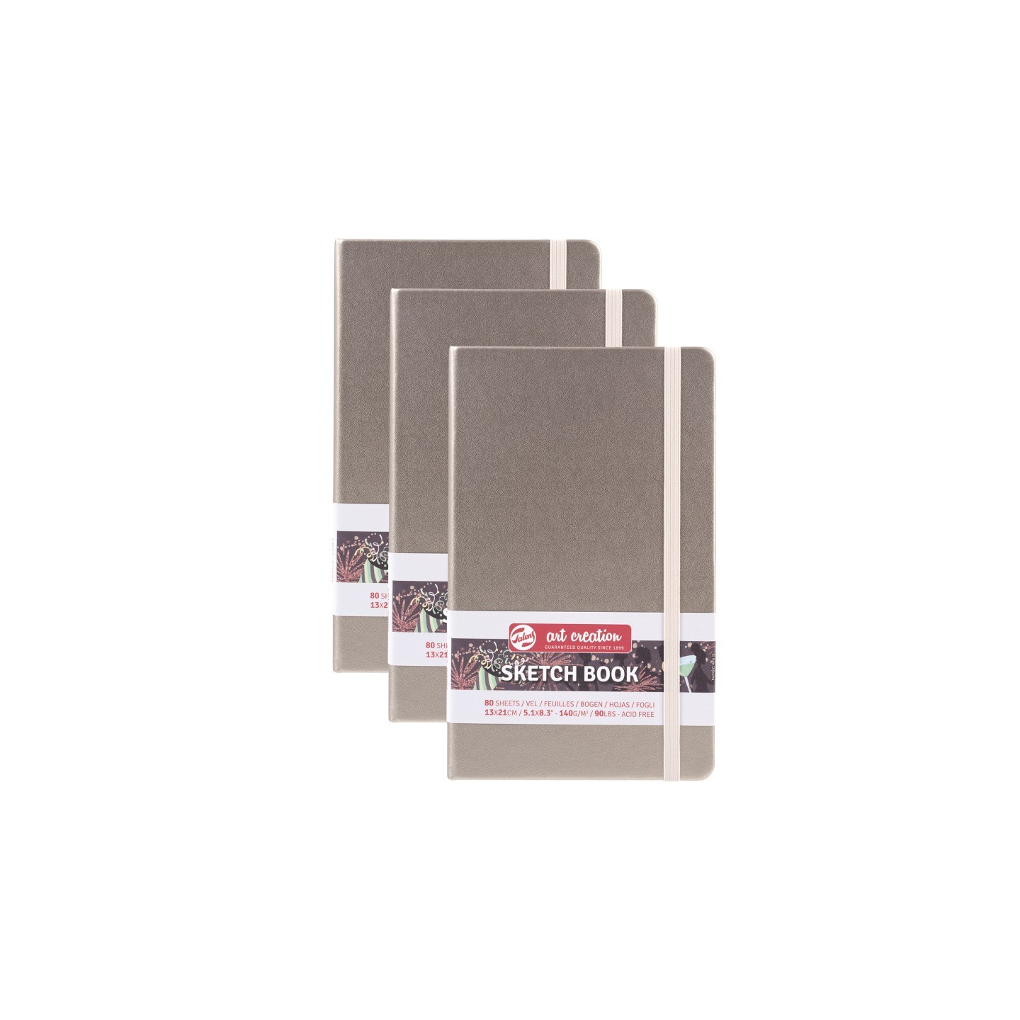 Talens Art Creation Sketchbook, 80 Sheets, 90lbs, Pink Champagne Cover, 5.1" x 8.3", Pack of 3