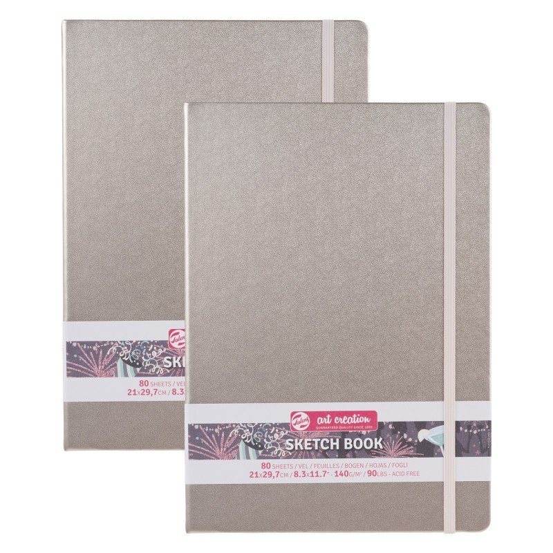 Talens Art Creation Sketchbook, 80 Sheets, 90lbs, Pink Champagne Cover, 8.3" x 11.7" (A4), Pack of 2