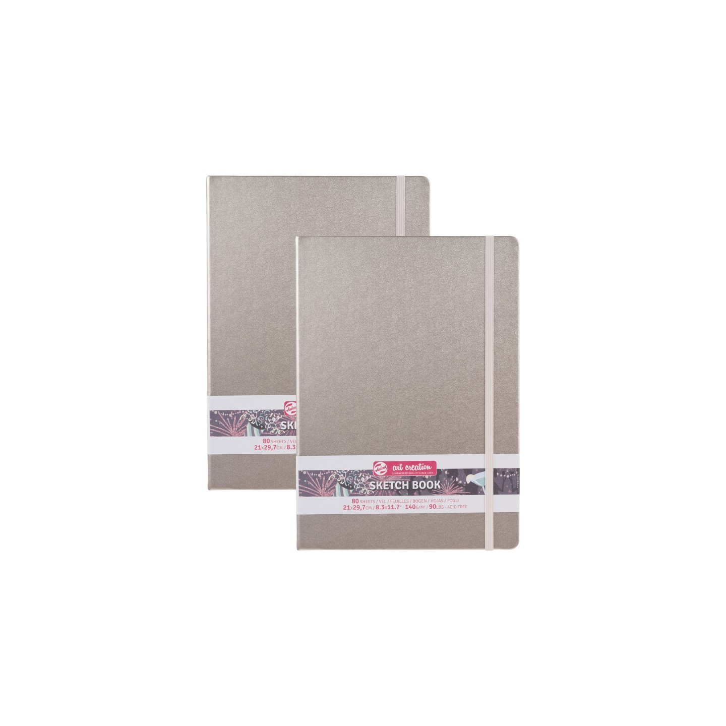 Talens Art Creation Sketchbook, 80 Sheets, 90lbs, Pink Champagne Cover, 8.3" x 11.7" (A4), Pack of 2