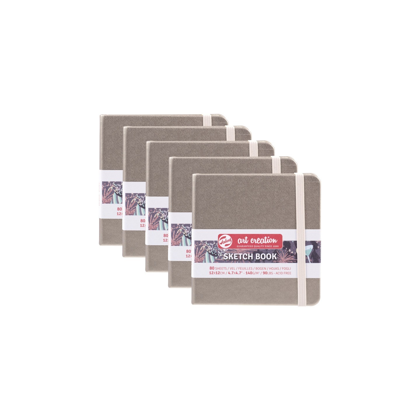 Talens Art Creation Sketchbook, 80 Sheets, 90lbs, Pink Champagne Cover, 4.7" x 4.7", Pack of 5