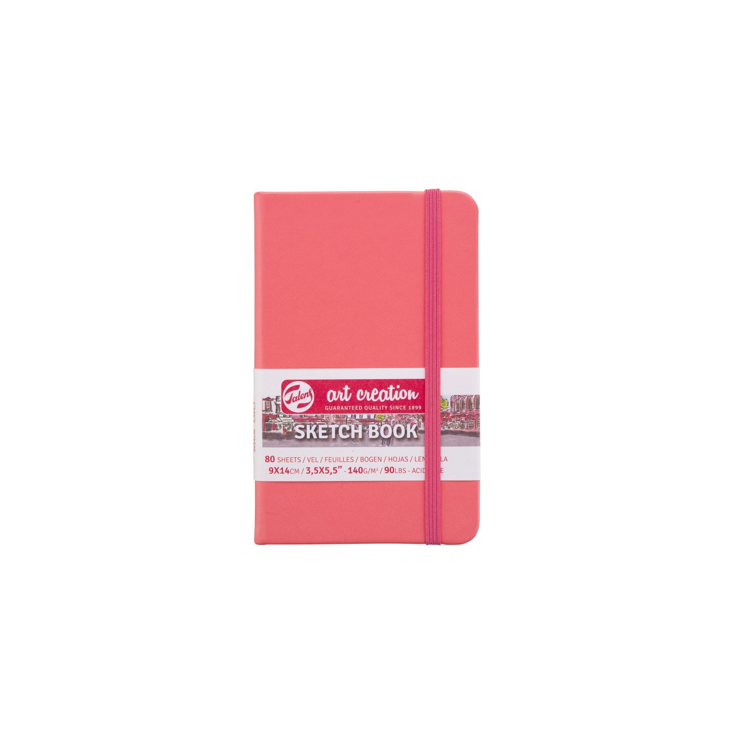Talens Art Creation Sketchbook, 80 Sheets, 90lbs, Coral Red Cover, 3.5" x 5.5"