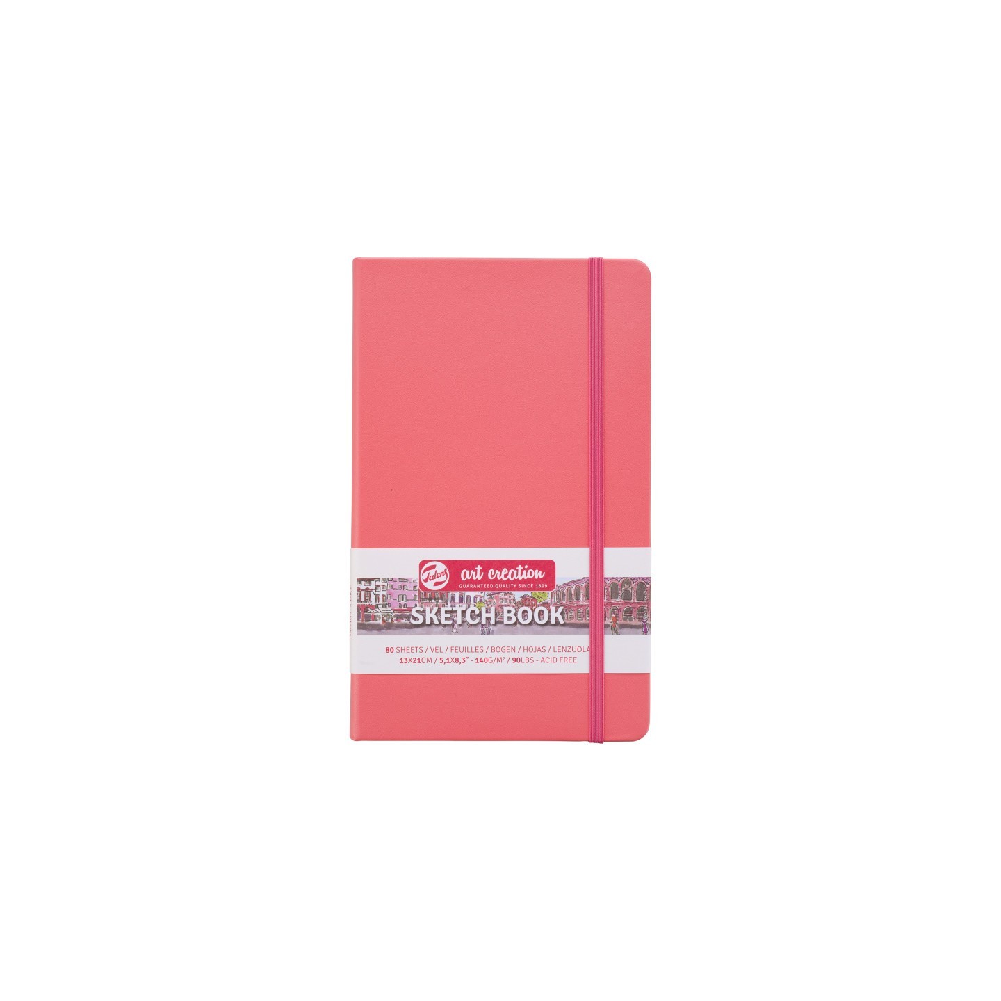 Talens Art Creation Sketchbook, 80 Sheets, 90lbs, Coral Red Cover, 5.1" x 8.3"