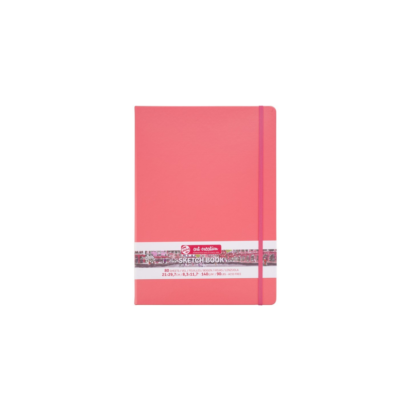 Talens Art Creation Sketchbook, 80 Sheets, 90lbs, Coral Red Cover, 8.3" x 11.7" (A4)