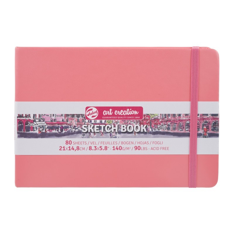 Talens Art Creation Sketchbook, 80 Sheets, 90lbs, Coral Red Cover, 8.3" x 5.8" (A5)