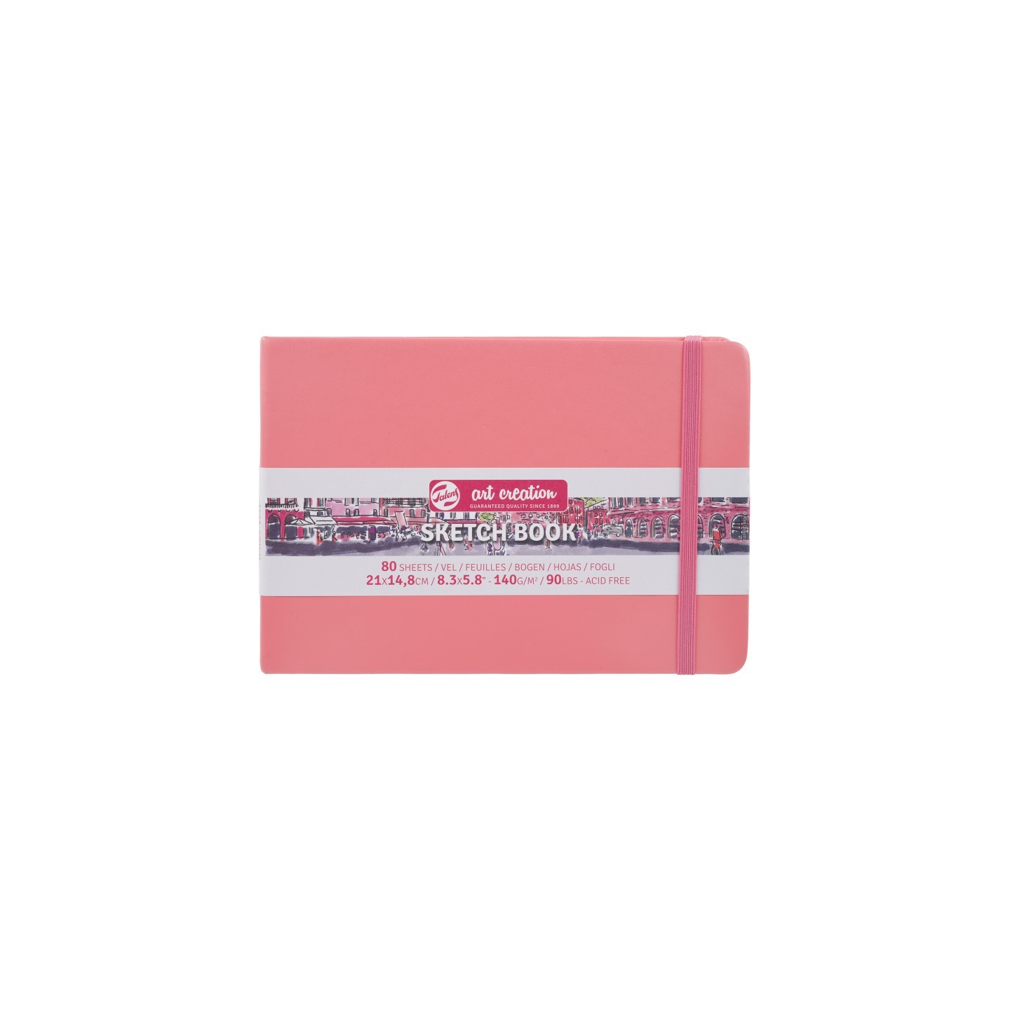 Talens Art Creation Sketchbook, 80 Sheets, 90lbs, Coral Red Cover, 8.3" x 5.8" (A5)