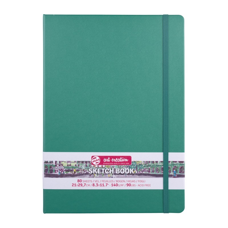 Talens Art Creation Sketchbook, 80 Sheets, 90lbs, Forest Green Cover, 8.3" x 11.7" (A4)