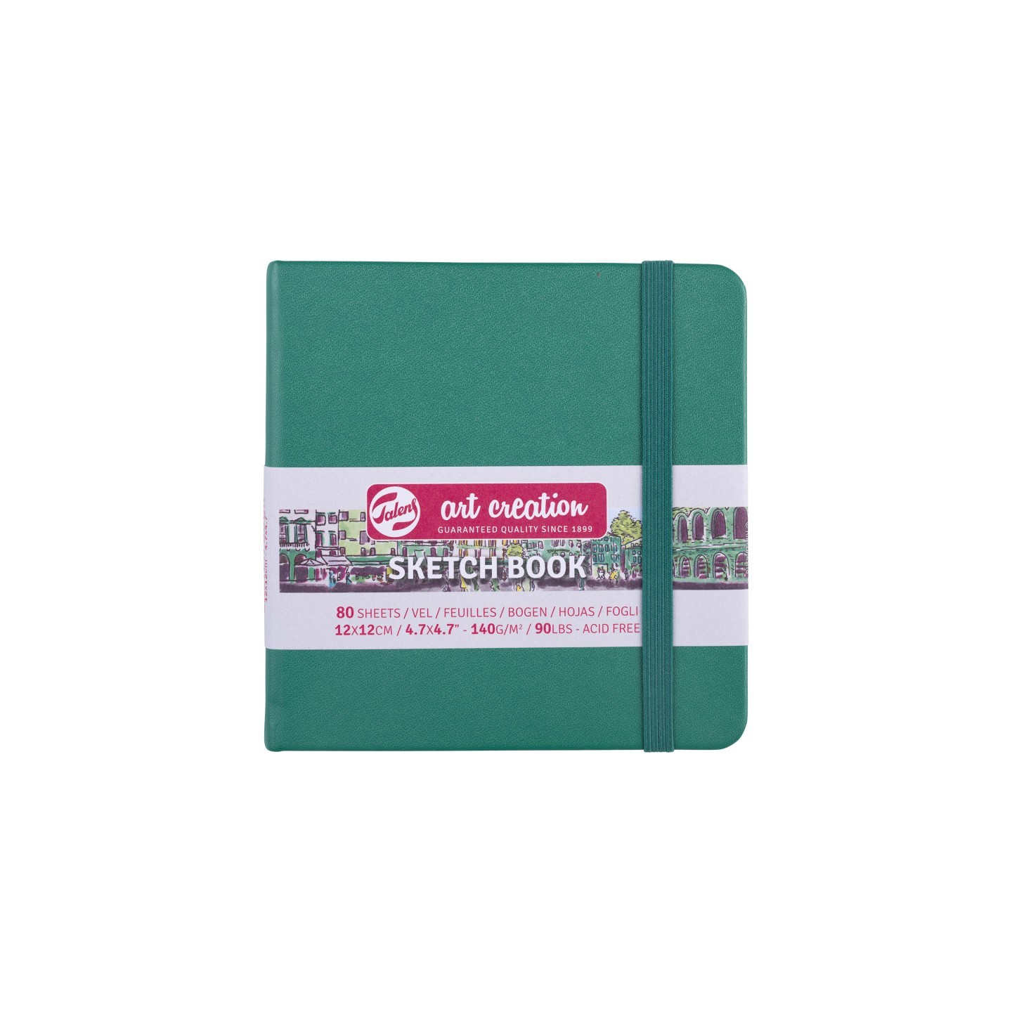 Talens Art Creation Sketchbook, 80 Sheets, 90lbs, Forest Green Cover, 4.7" x 4.7"