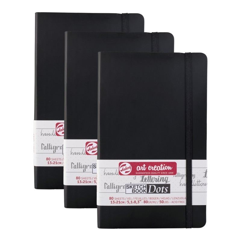 Talens Art Creation Dotted Sketchbook, 80 Sheets, 50lbs, 5.1" x 8.3", Pack of 3
