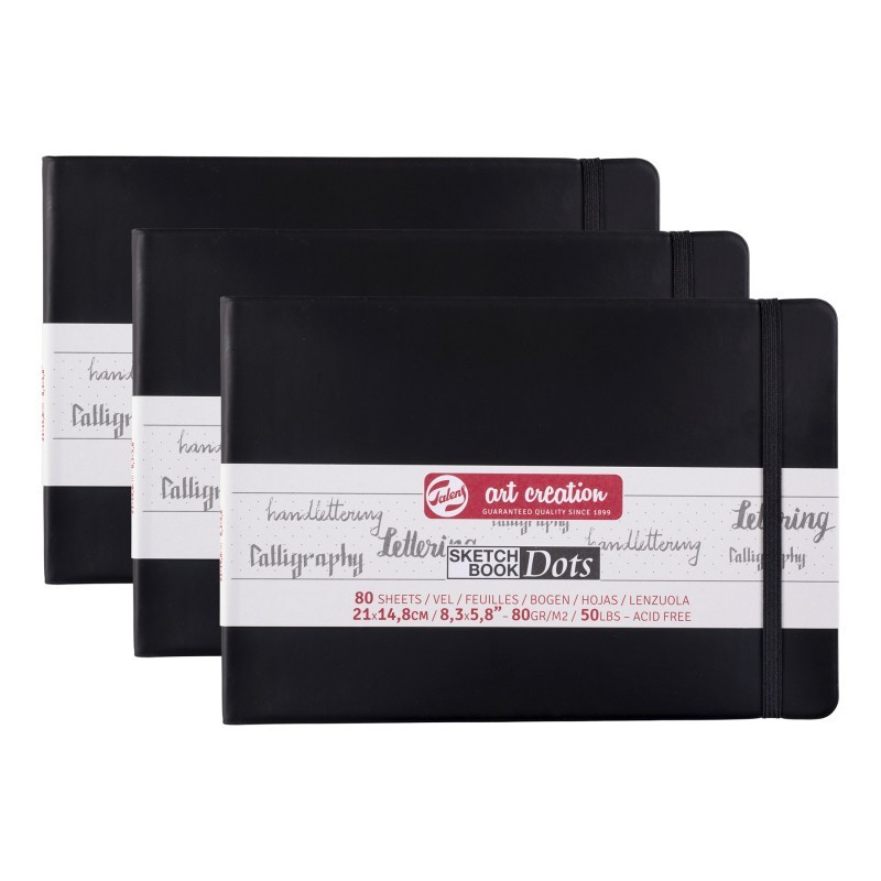 Talens Art Creation Dotted Sketchbook, 80 Sheets, 50lbs, 8.3" x 5.8" (A5), Pack of 3