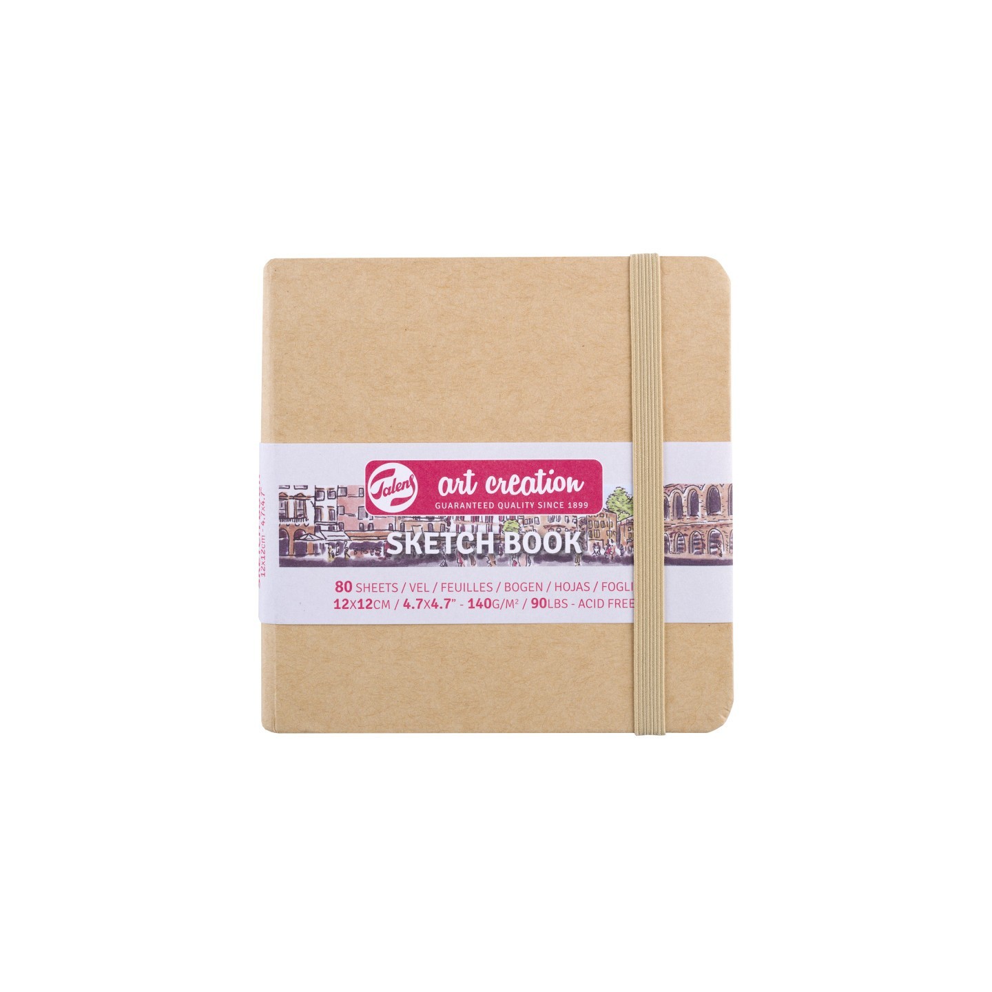 Talens Art Creation Sketchbook, 80 Sheets, 90lbs, Kraft Cover, 4.7" x 4.7"