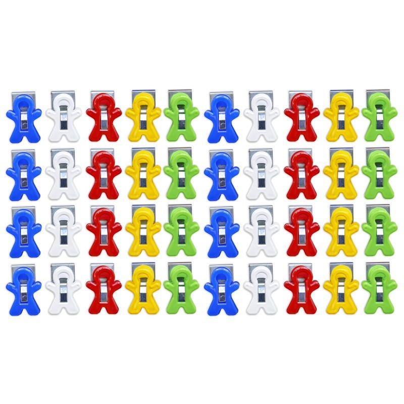 The Pencil Grip™ Magnet Man Magnetic Clip, Assorted Colors, 40-Piece Bucket