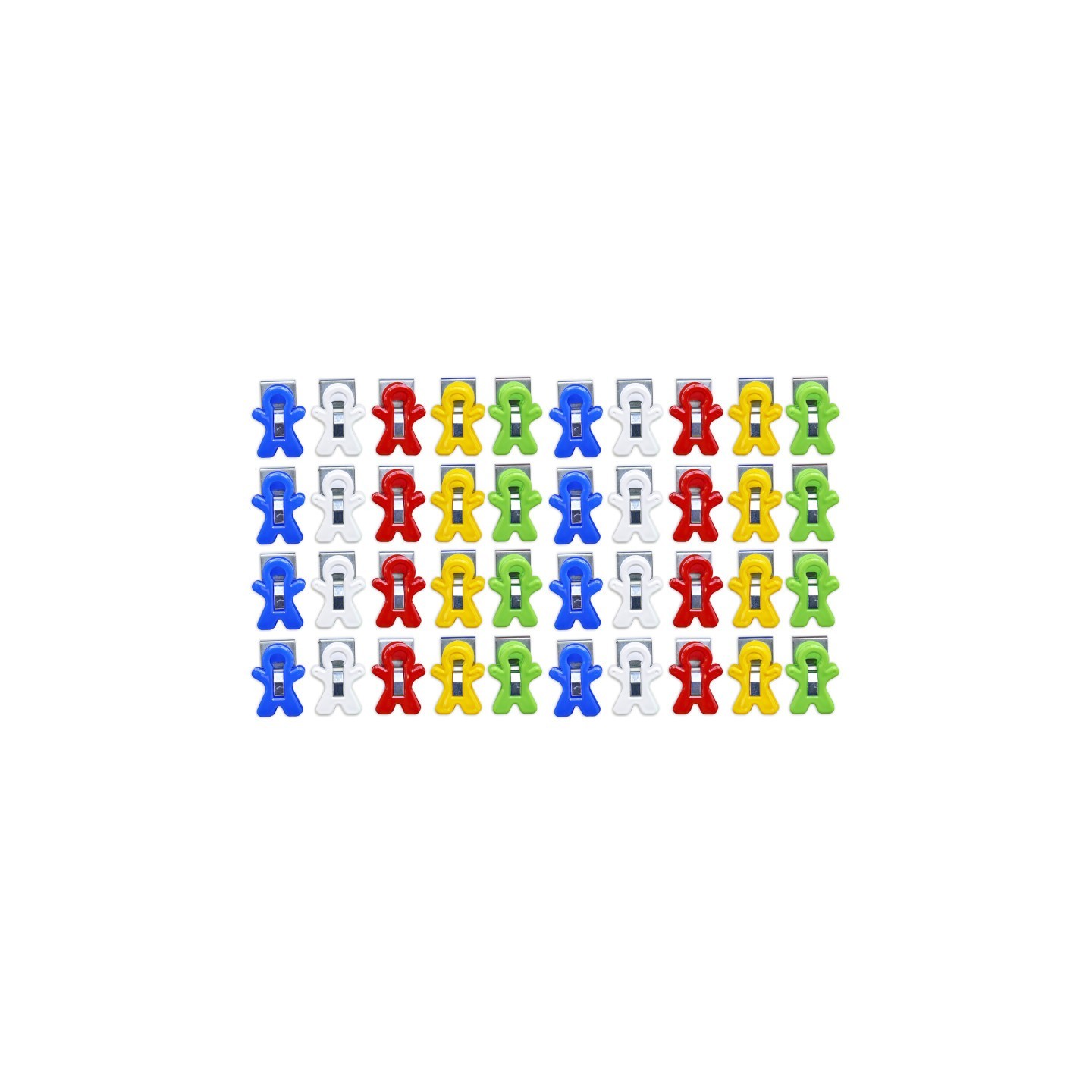 The Pencil Grip™ Magnet Man Magnetic Clip, Assorted Colors, 40-Piece Bucket