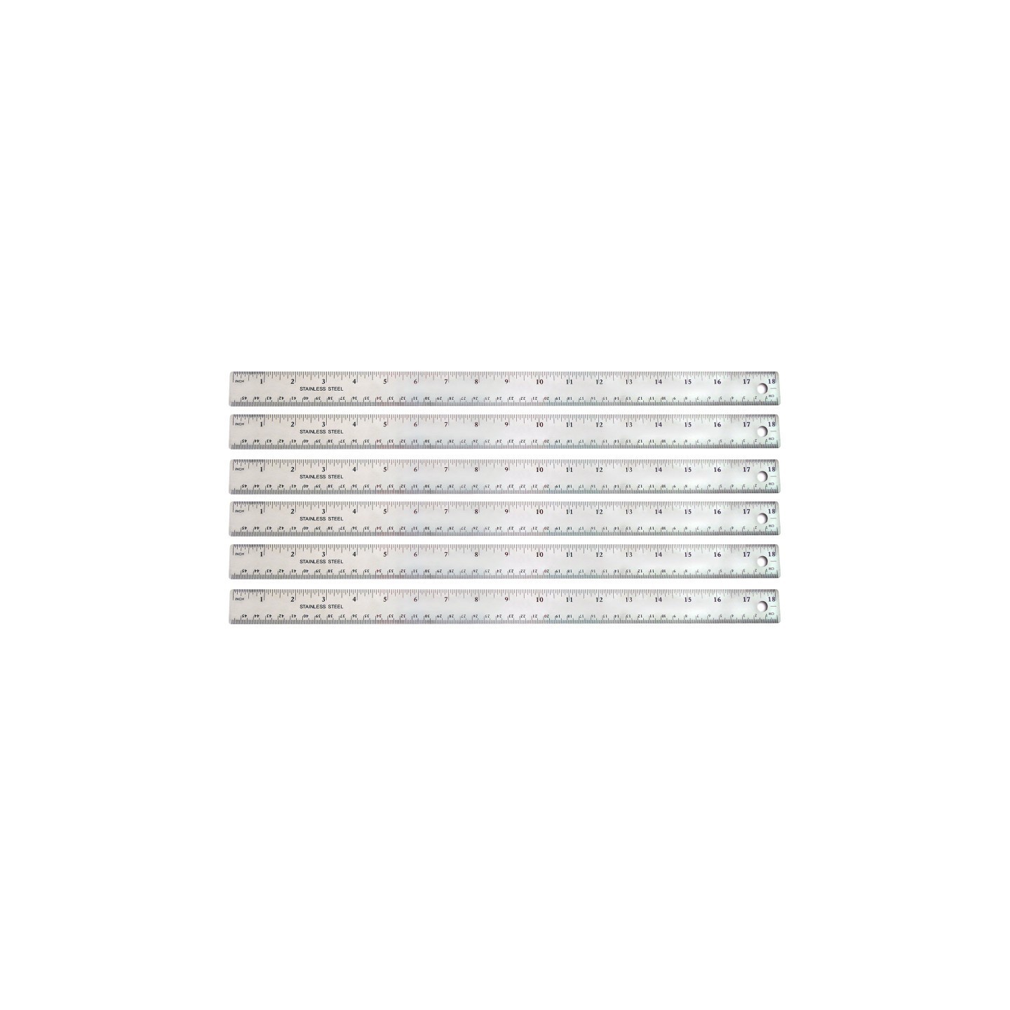 The Pencil Grip™ Stainless Steel Ruler, 18", Pack of 6
