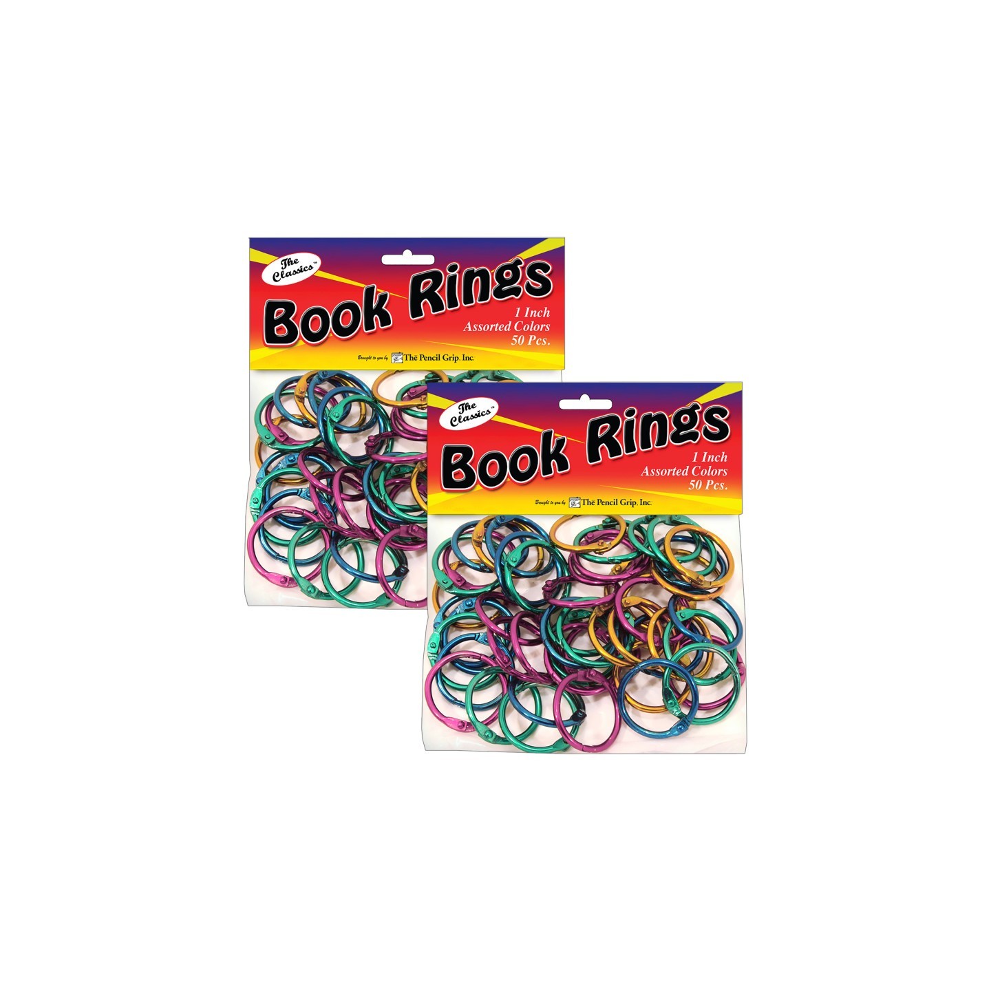 The Pencil Grip™ Book Rings, Assorted Colors, 50 Pack Per Pack, 2 Packs