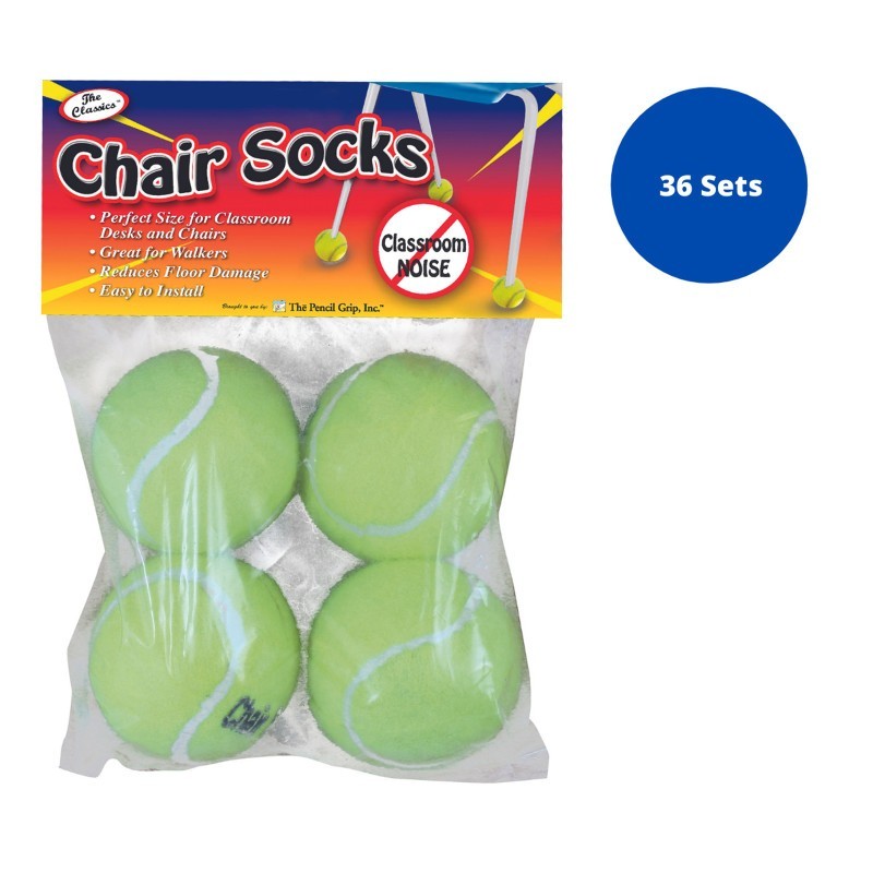 The Pencil Grip™ Chair Socks, Yellow, 4 Per Set, 36 Sets