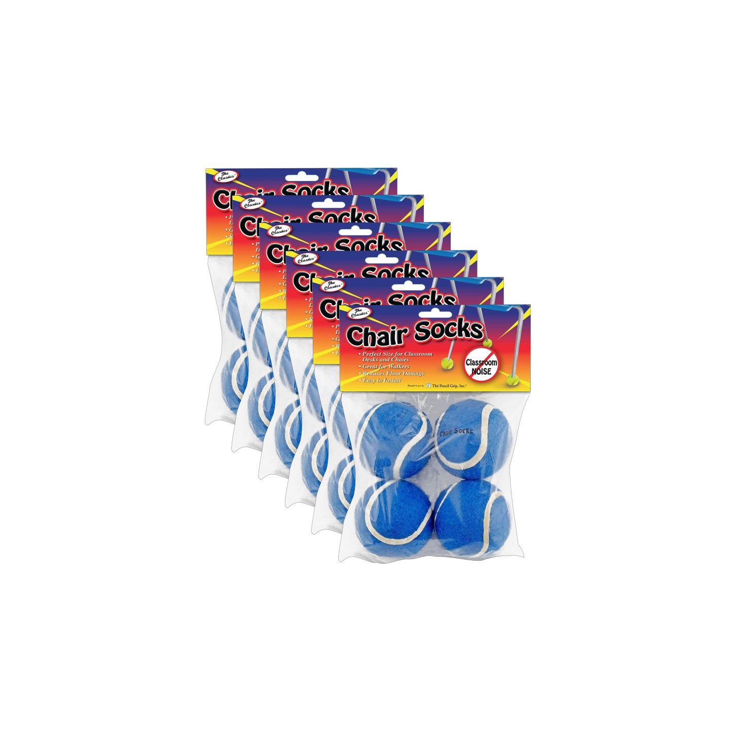 The Pencil Grip™ Chair Socks, Blue, 4 Per Pack, 6 Packs