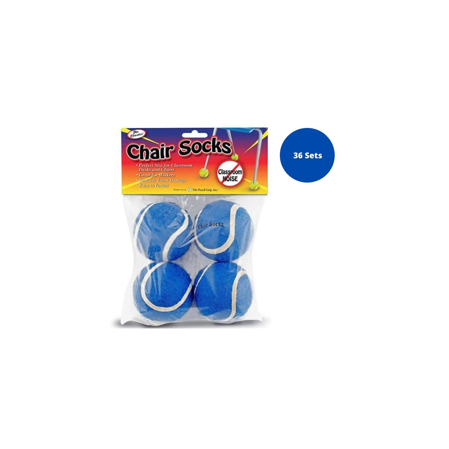 The Pencil Grip™ Chair Socks, Blue, 4 Per Set, 36 Sets