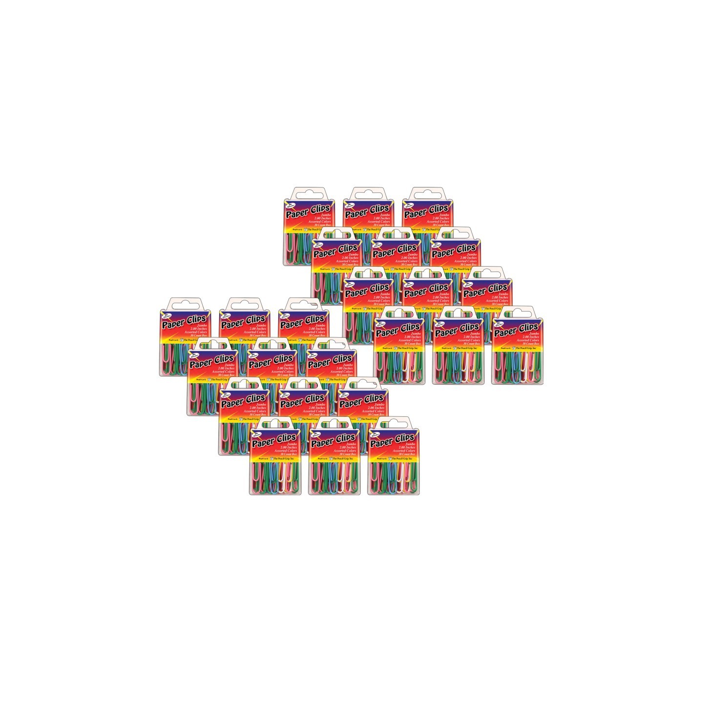 The Pencil Grip™ The Classics™ Paper Clips, 2", Assorted Colors, 30 Per Pack, 24 Packs