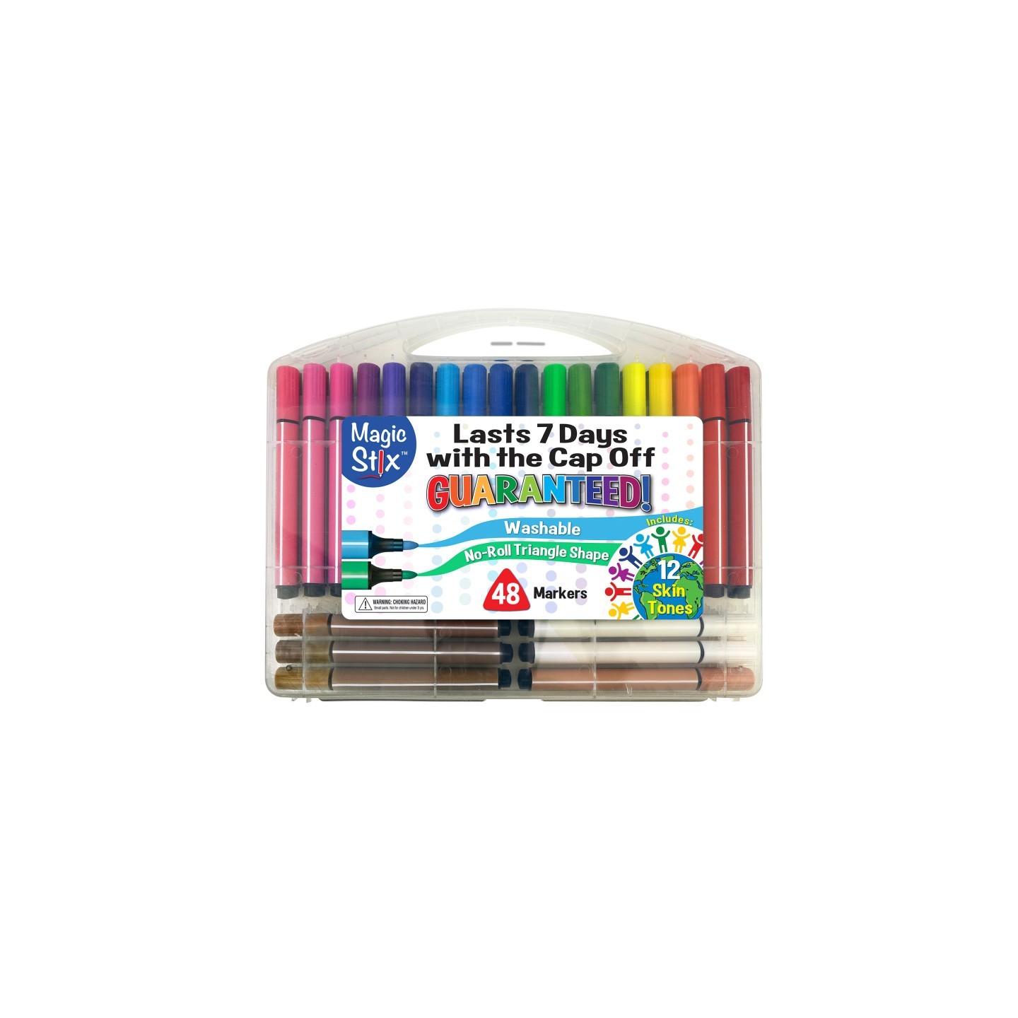 The Pencil Grip™ Triangular Magic Stix Markers, 48 Pack, Includes Global Skin Tones