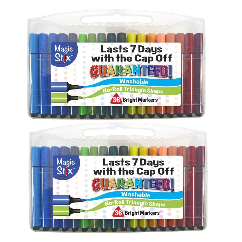 Magic Stix™ Triangular Markers, 36 Per Pack, 2 Packs