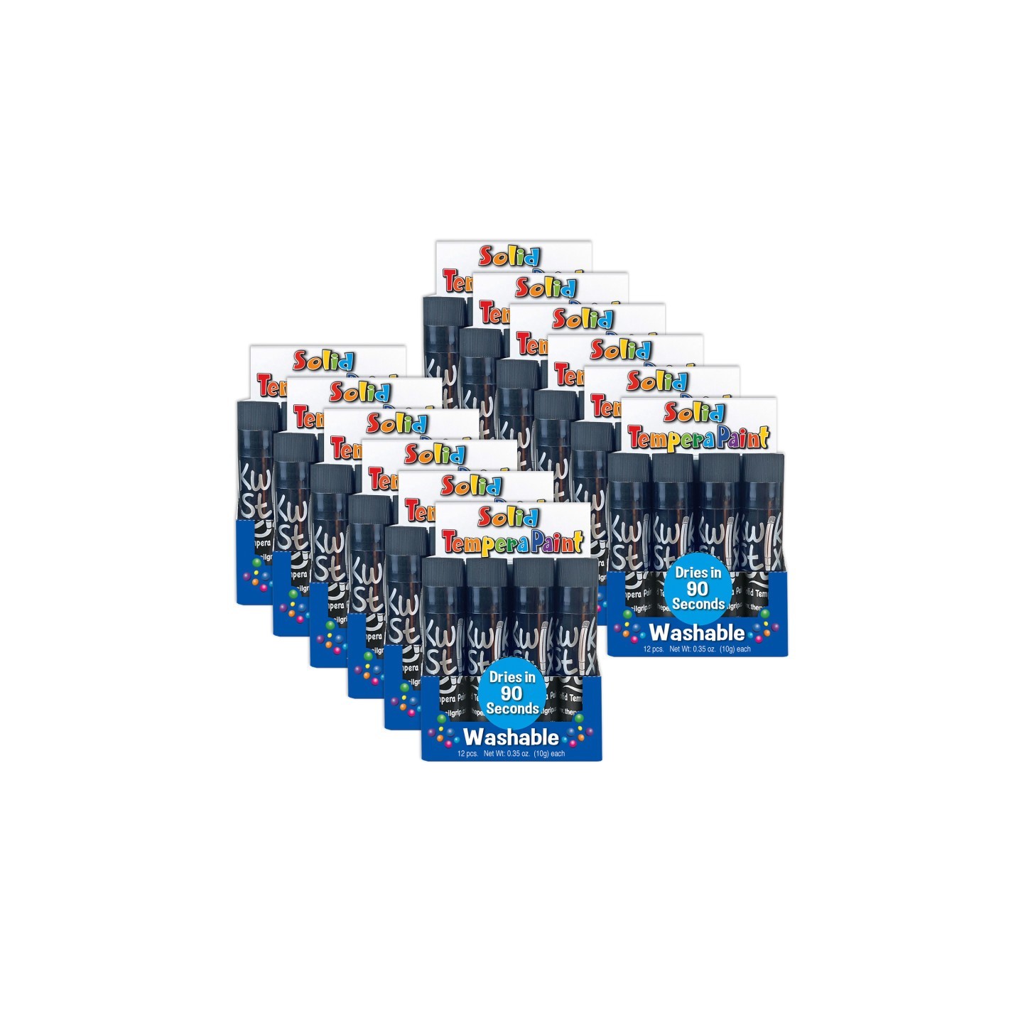 Kwik Stix™ Solid Tempera Paint Sticks, Single Color Pack, Black, 12 Per Box, 12 Boxes