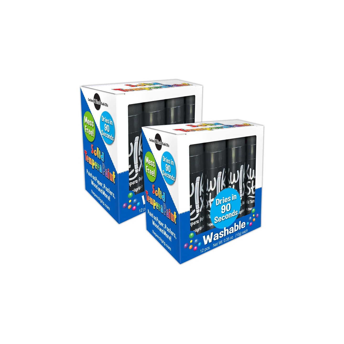 Kwik Stix™ Solid Tempera Paint Sticks, Single Color Pack, Black, 12 Per Pack, 2 Packs