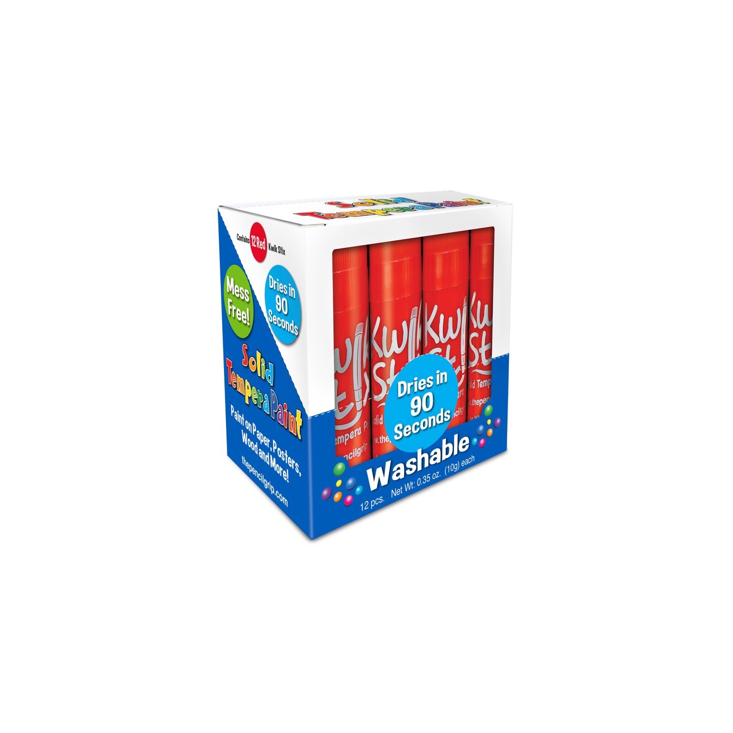 Kwik Stix™ Solid Tempera Paint Sticks, Single Color Pack, Red, Pack of 12