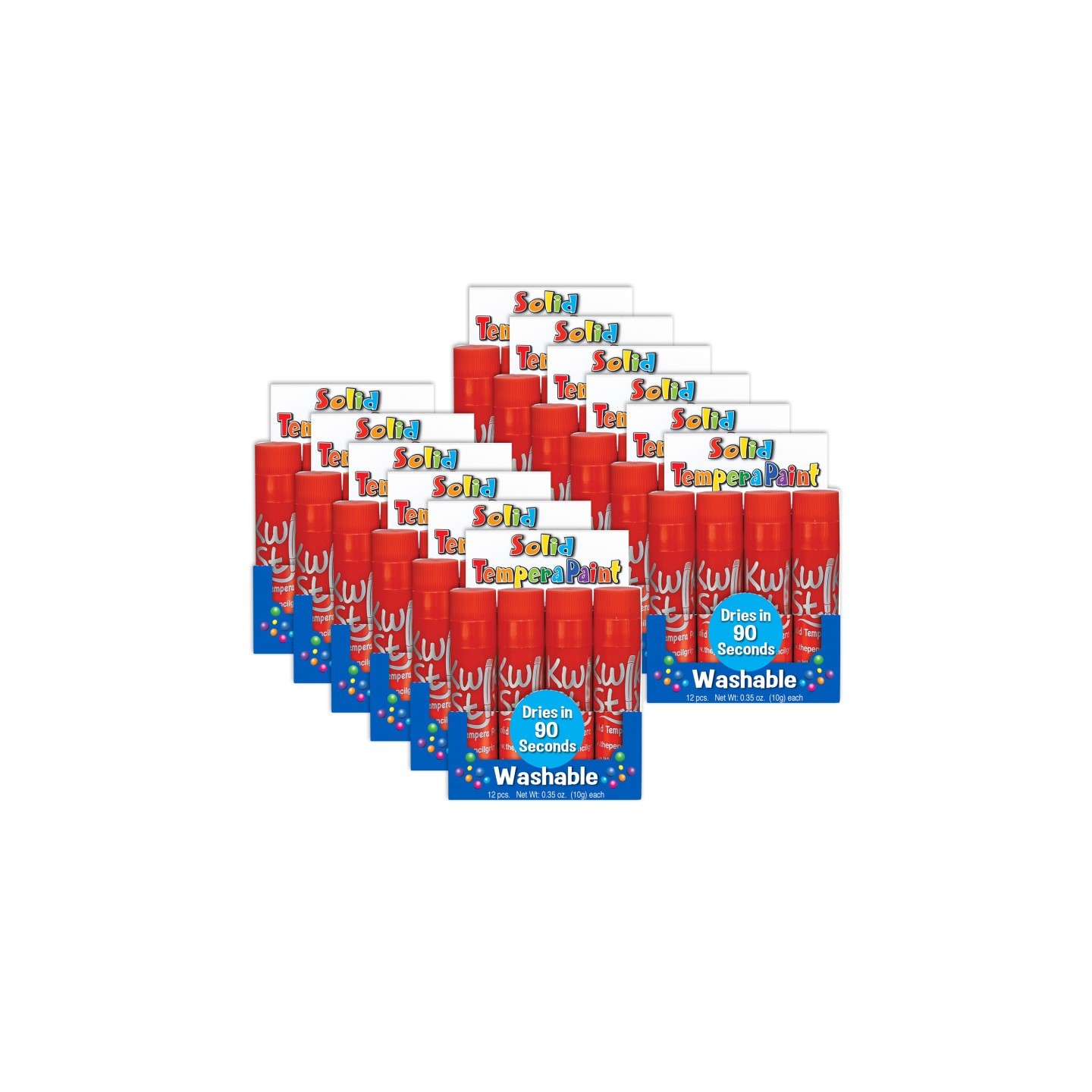 Kwik Stix™ Solid Tempera Paint Sticks, Single Color Pack, Red, 12 Per Box, 12 Boxes