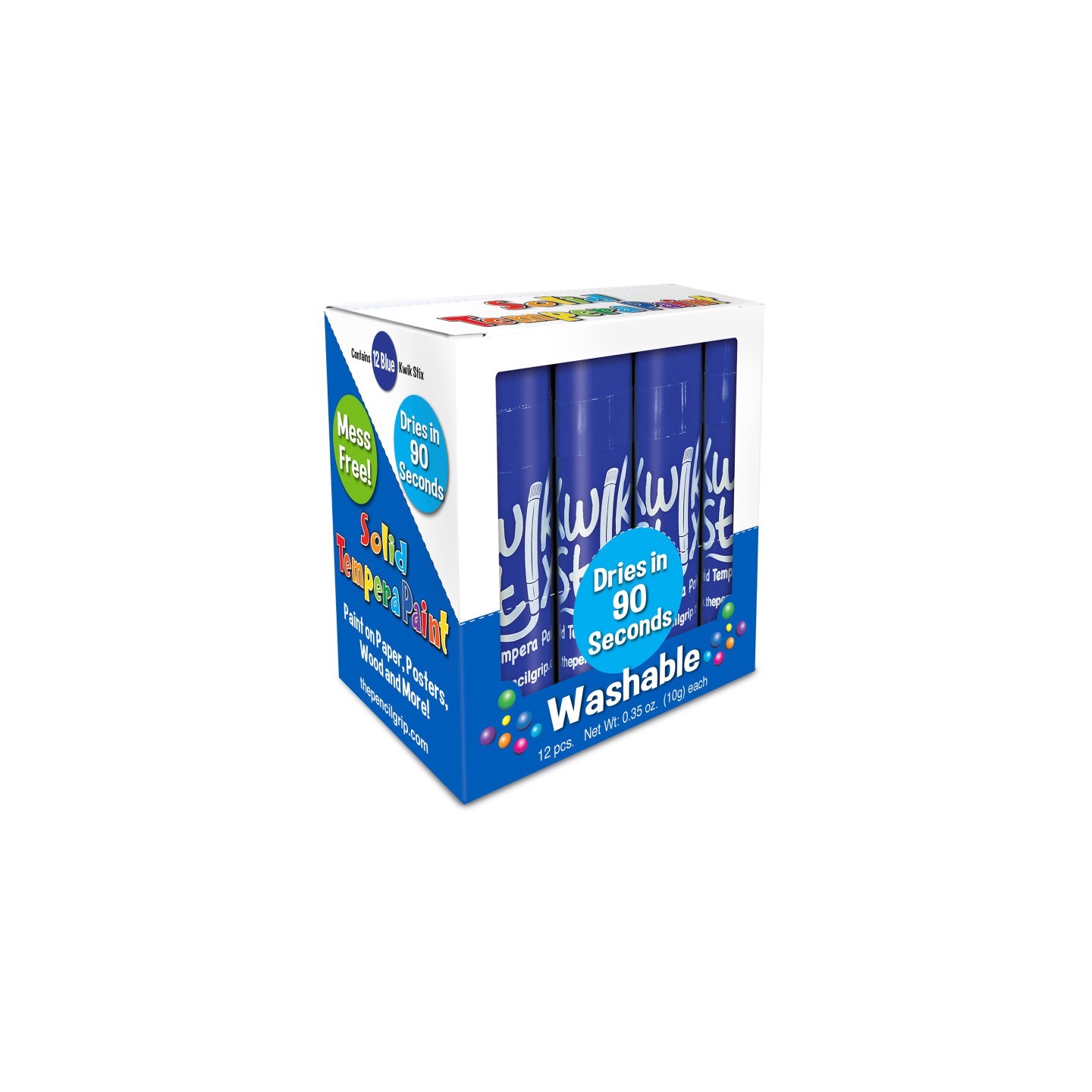 Kwik Stix™ Solid Tempera Paint Sticks, Single Color Pack, Blue, Pack of 12