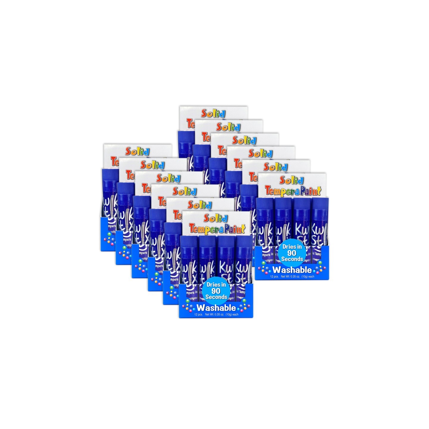 Kwik Stix™ Solid Tempera Paint Sticks, Single Color Pack, Blue, 12 Per Box, 12 Boxes